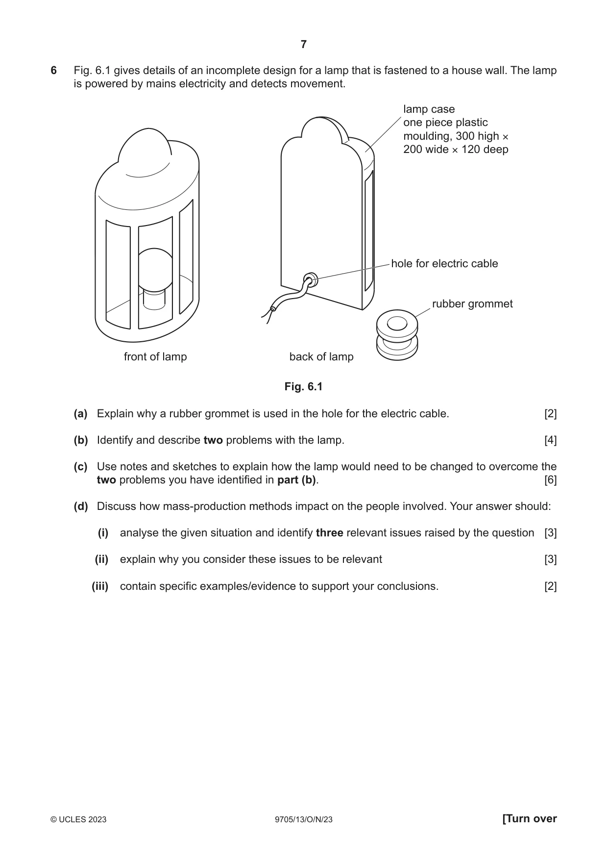 Cambridge A Level Design and Technology 9705 2023 Oct/Nov Paper 1 · Variant 3 question paper, page 7 of 12