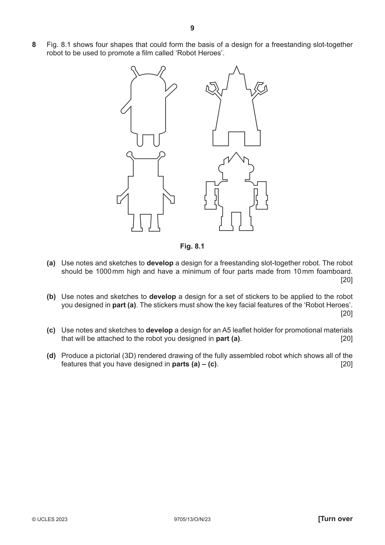 Cambridge A Level Design and Technology 9705 2023 Oct/Nov Paper 1 · Variant 3 question paper, page 9 of 12