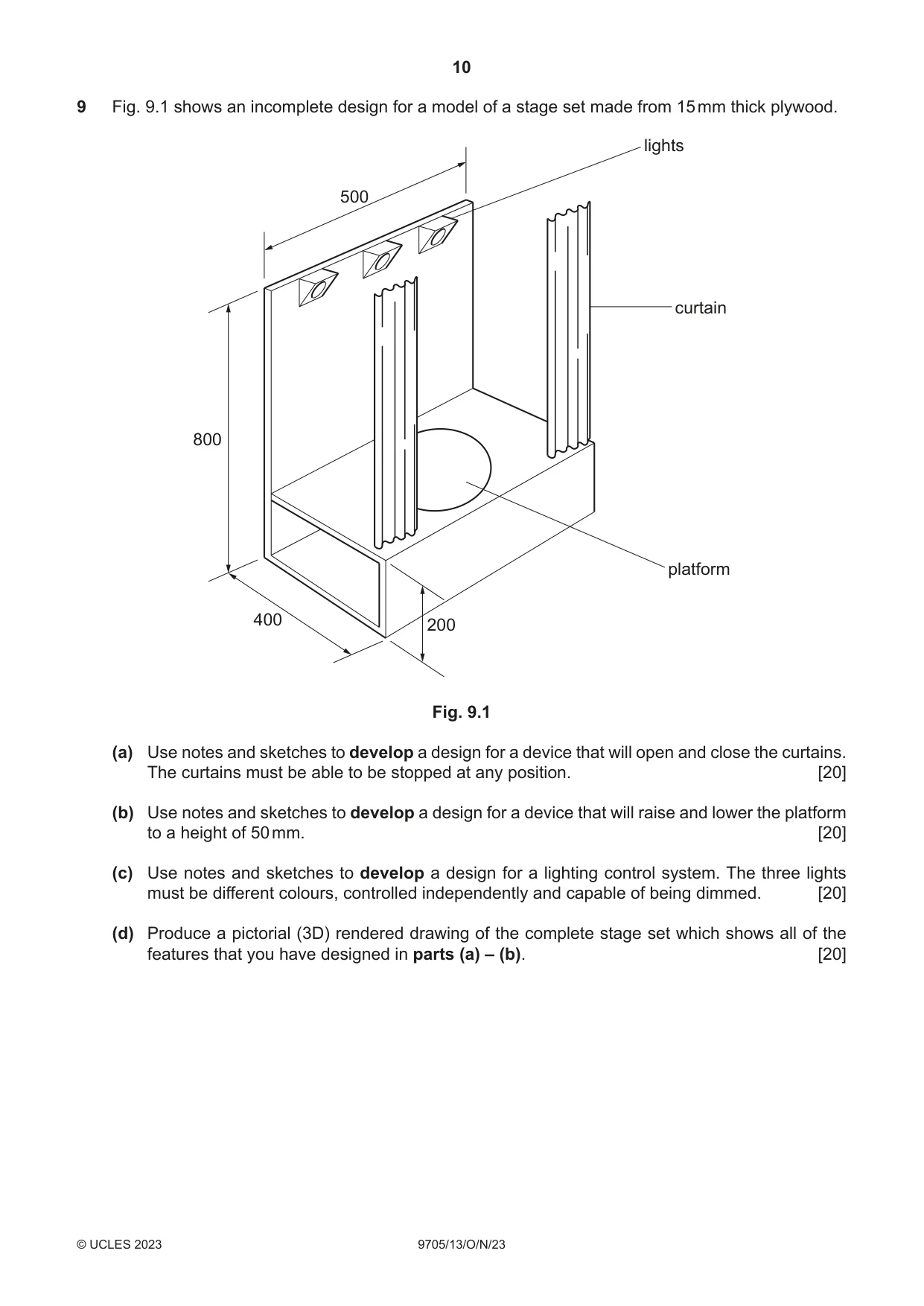 Cambridge A Level Design and Technology 9705 2023 Oct/Nov Paper 1 · Variant 3 question paper, page 10 of 12