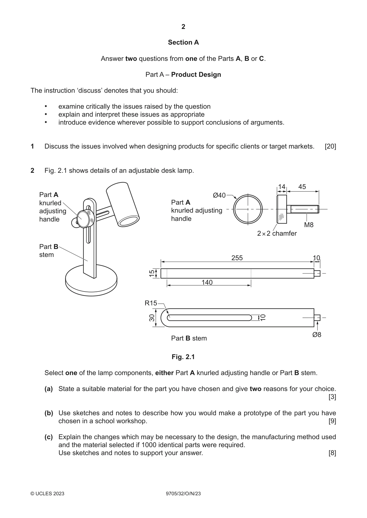 Cambridge A Level Design and Technology 9705 2023 Oct/Nov Paper 3 · Variant 2 question paper, page 2 of 12