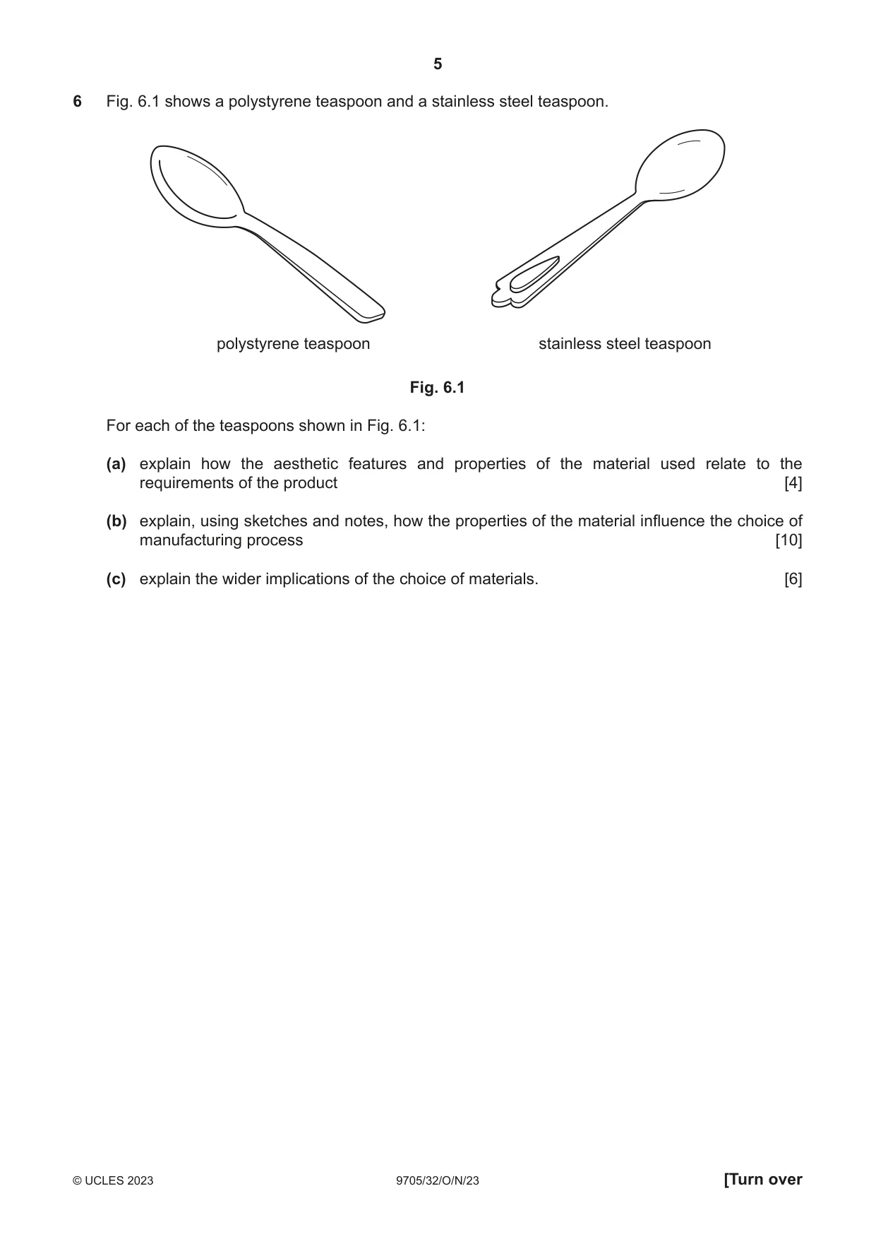 Cambridge A Level Design and Technology 9705 2023 Oct/Nov Paper 3 · Variant 2 question paper, page 5 of 12