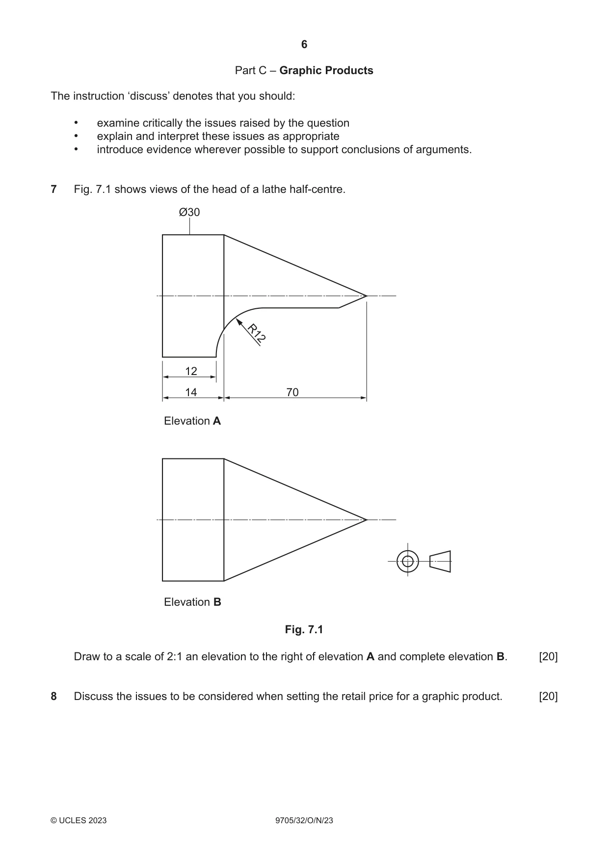Cambridge A Level Design and Technology 9705 2023 Oct/Nov Paper 3 · Variant 2 question paper, page 6 of 12