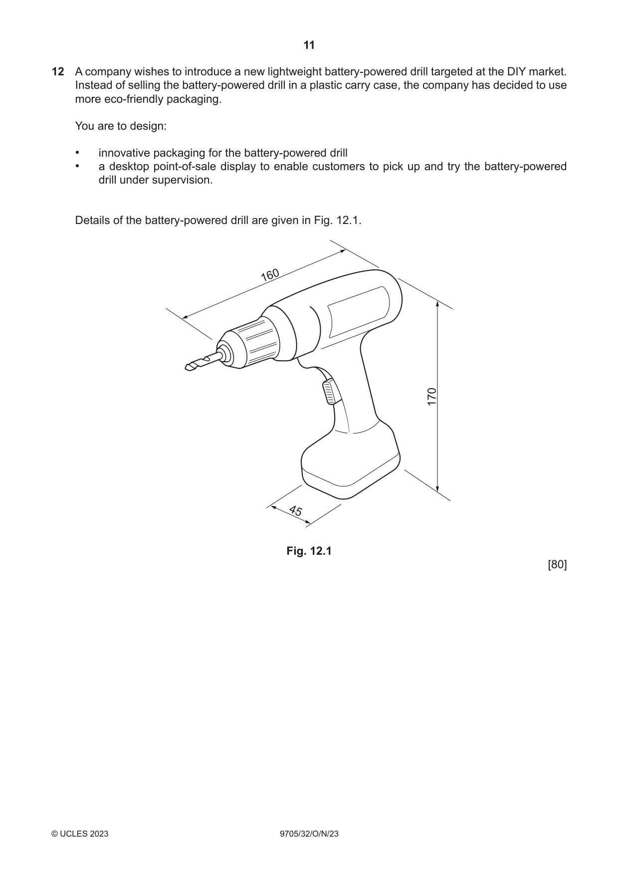 Cambridge A Level Design and Technology 9705 2023 Oct/Nov Paper 3 · Variant 2 question paper, page 11 of 12