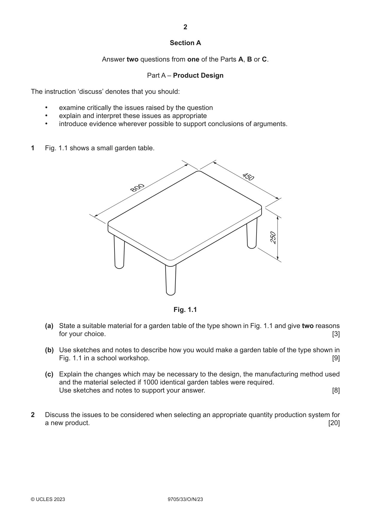 Cambridge A Level Design and Technology 9705 2023 Oct/Nov Paper 3 · Variant 3 question paper, page 2 of 12