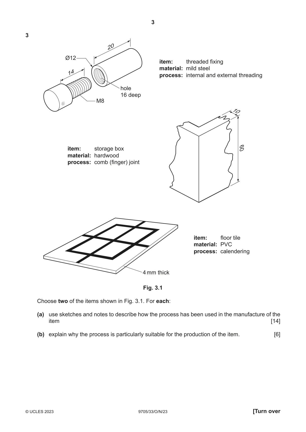 Cambridge A Level Design and Technology 9705 2023 Oct/Nov Paper 3 · Variant 3 question paper, page 3 of 12