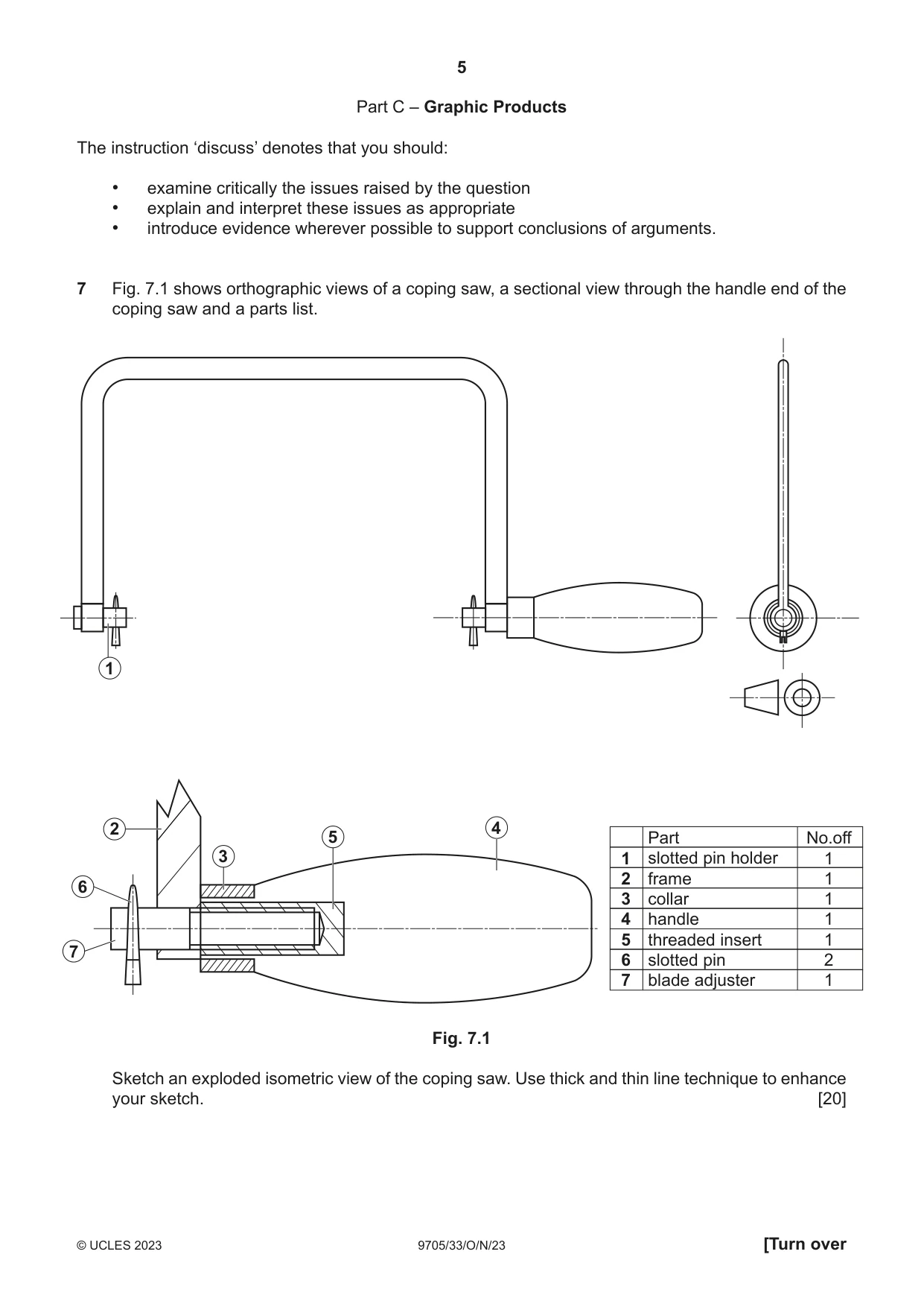 Cambridge A Level Design and Technology 9705 2023 Oct/Nov Paper 3 · Variant 3 question paper, page 5 of 12