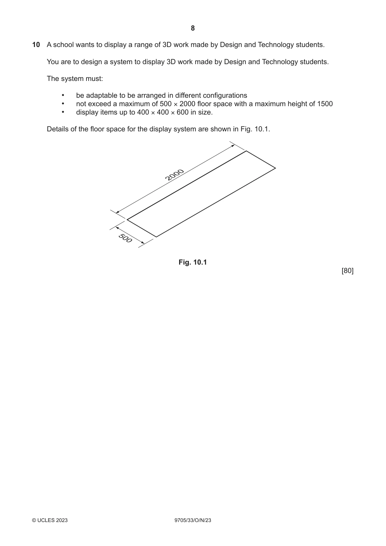 Cambridge A Level Design and Technology 9705 2023 Oct/Nov Paper 3 · Variant 3 question paper, page 8 of 12