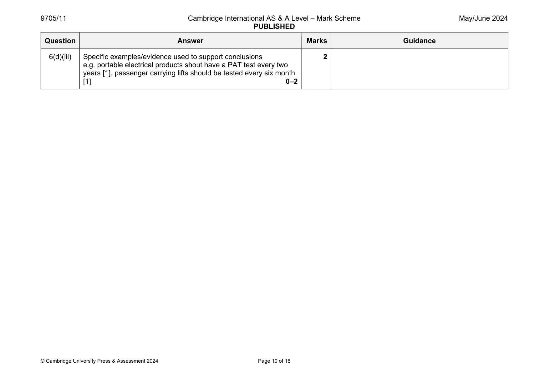 Mark scheme, page 10 of 16