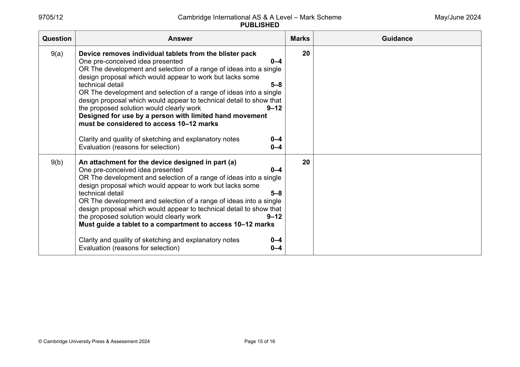 Mark scheme, page 15 of 16