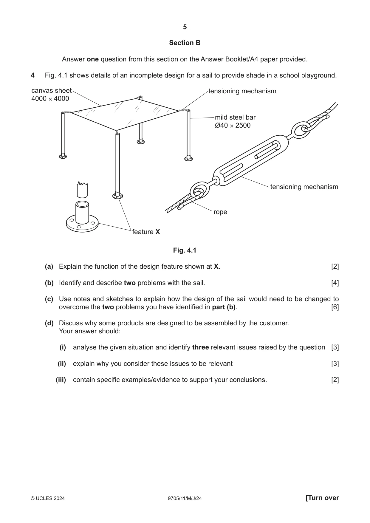 Cambridge A Level Design and Technology 9705 2024 May/June Paper 1 · Variant 1 question paper, page 5 of 12