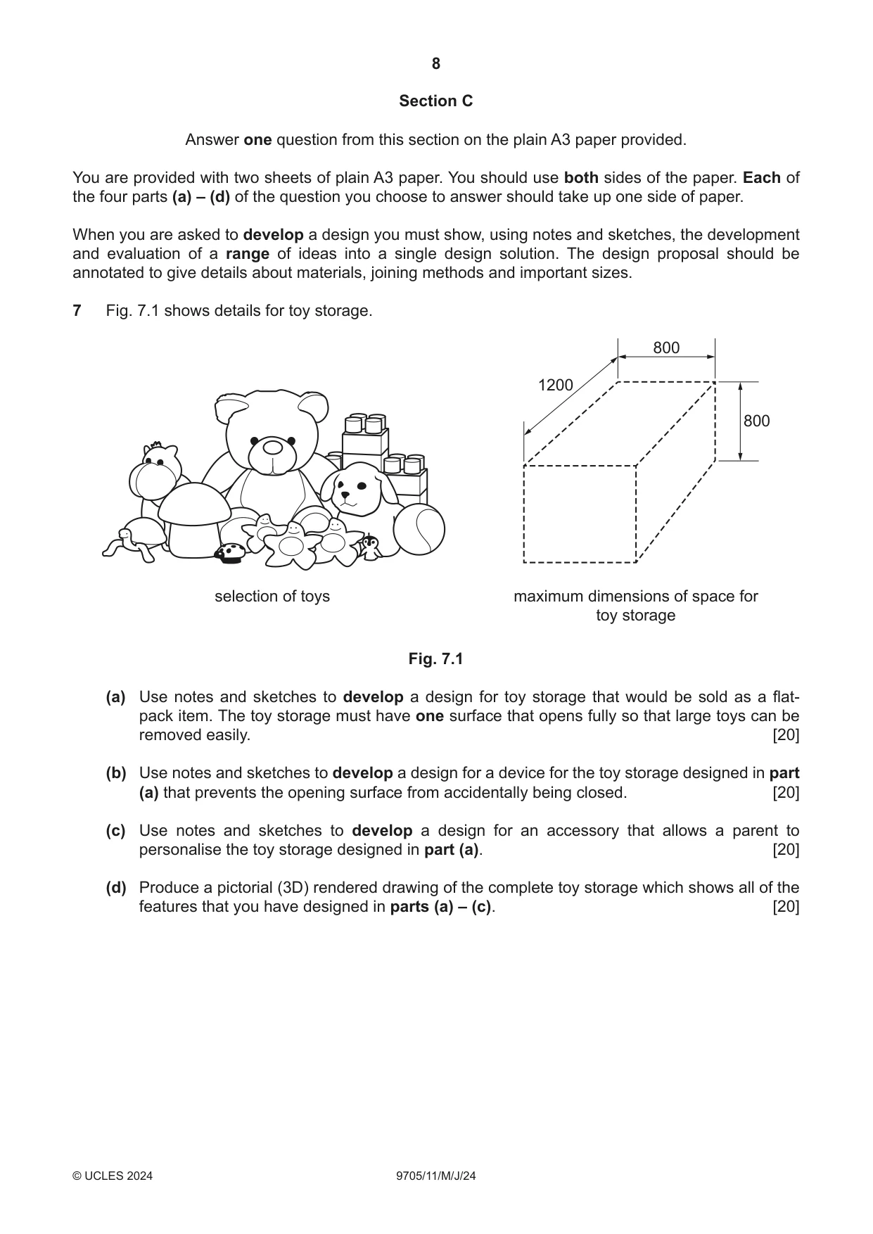 Cambridge A Level Design and Technology 9705 2024 May/June Paper 1 · Variant 1 question paper, page 8 of 12