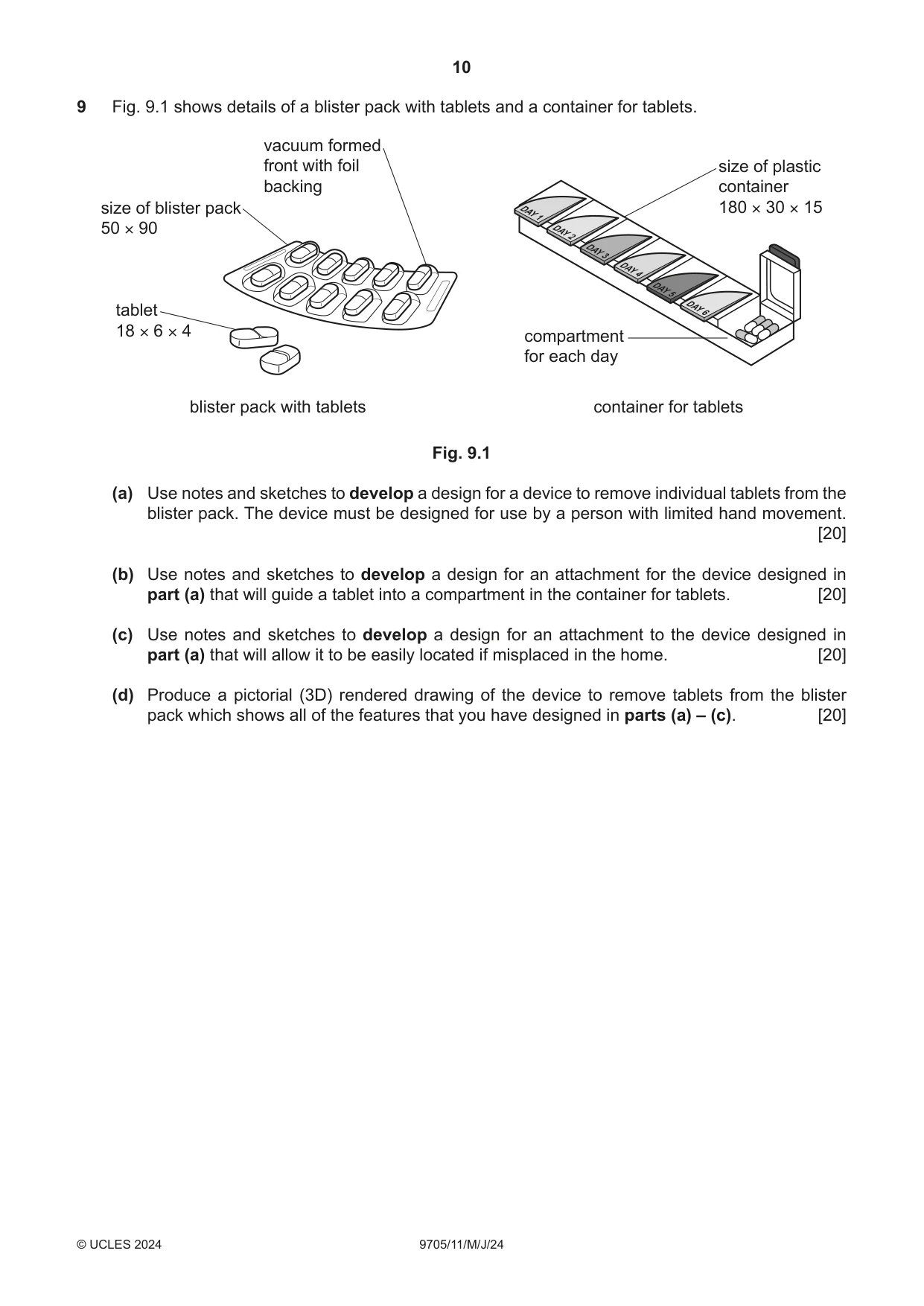 Cambridge A Level Design and Technology 9705 2024 May/June Paper 1 · Variant 1 question paper, page 10 of 12