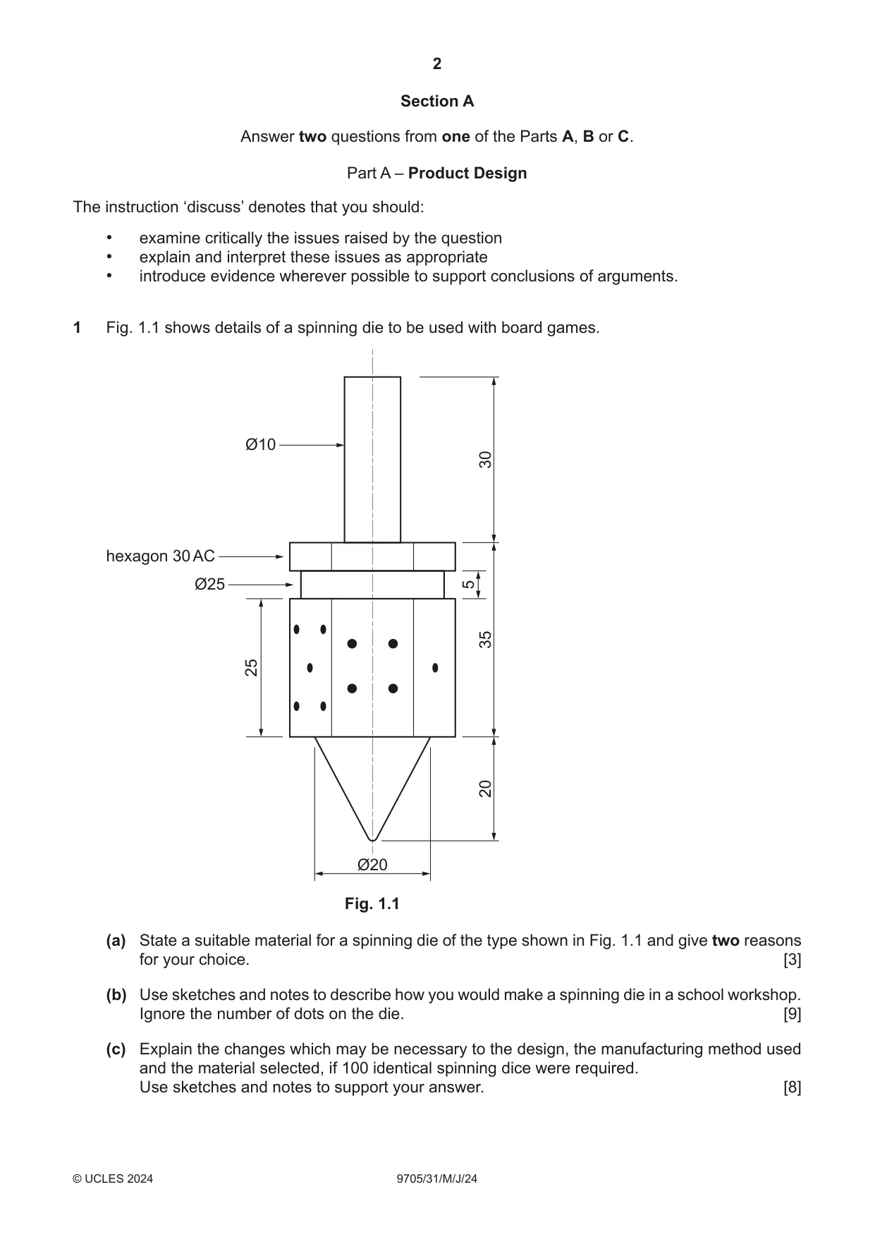 Cambridge A Level Design and Technology 9705 2024 May/June Paper 3 · Variant 1 question paper, page 2 of 12
