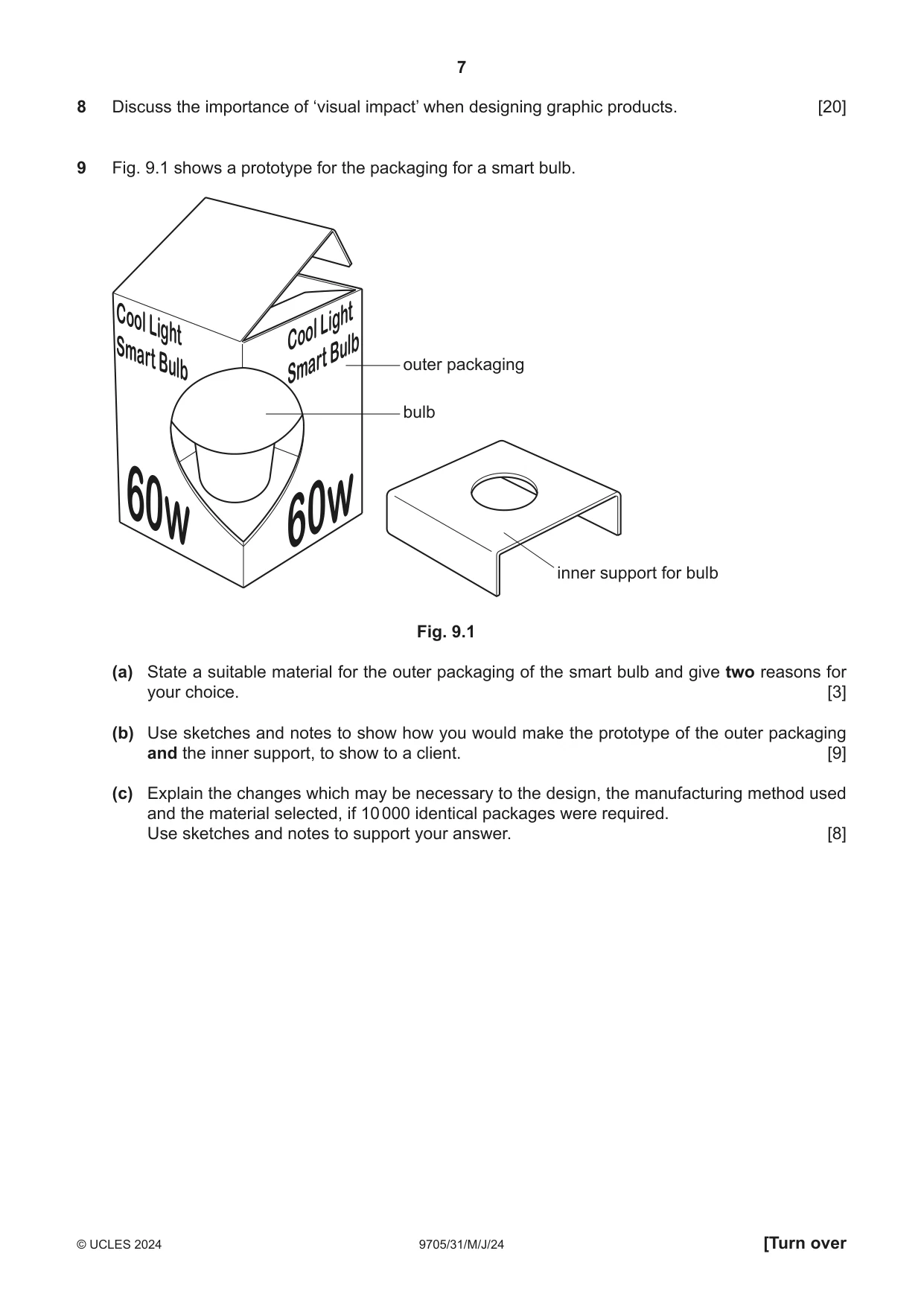 Cambridge A Level Design and Technology 9705 2024 May/June Paper 3 · Variant 1 question paper, page 7 of 12