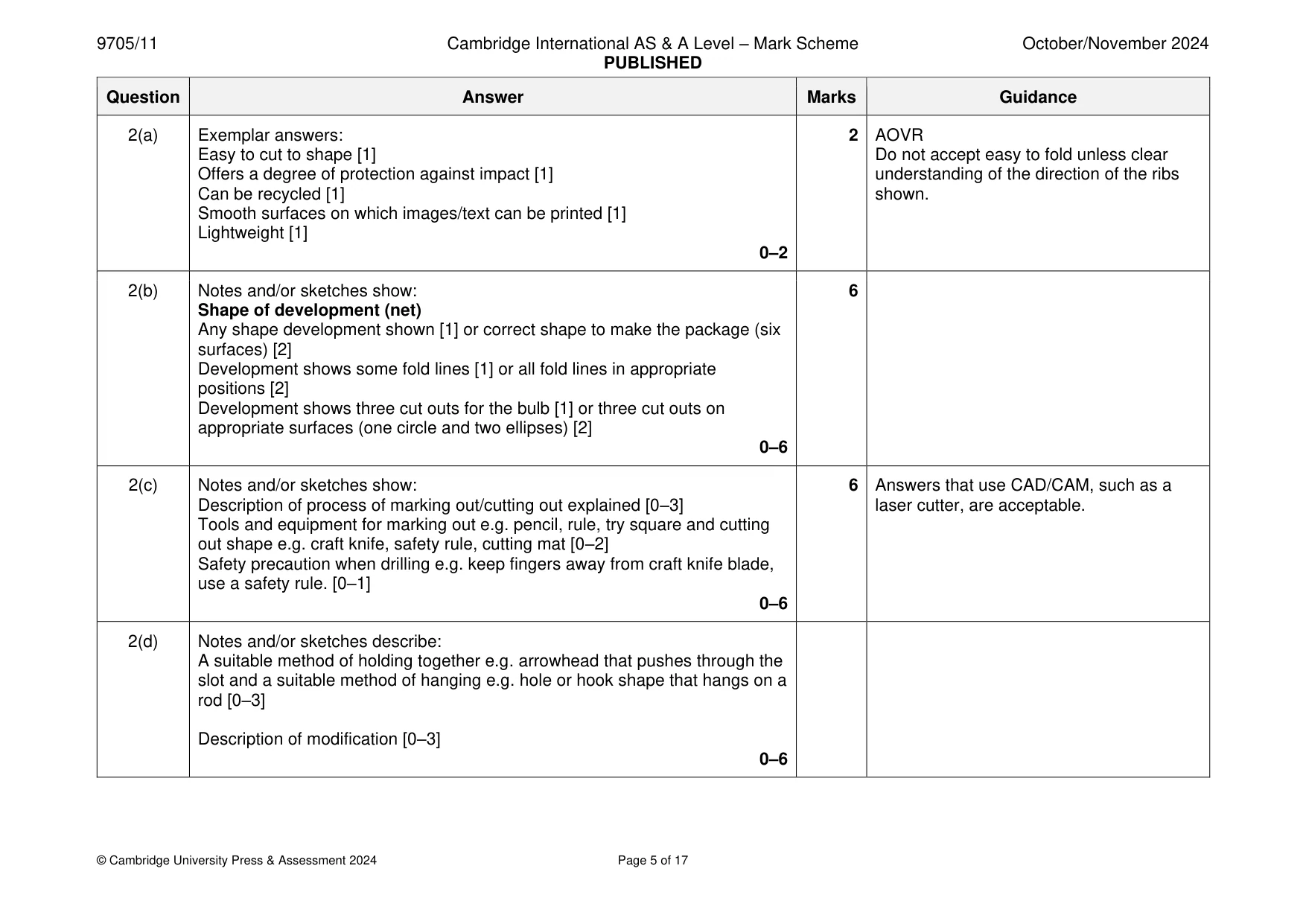 Mark scheme, page 5 of 17