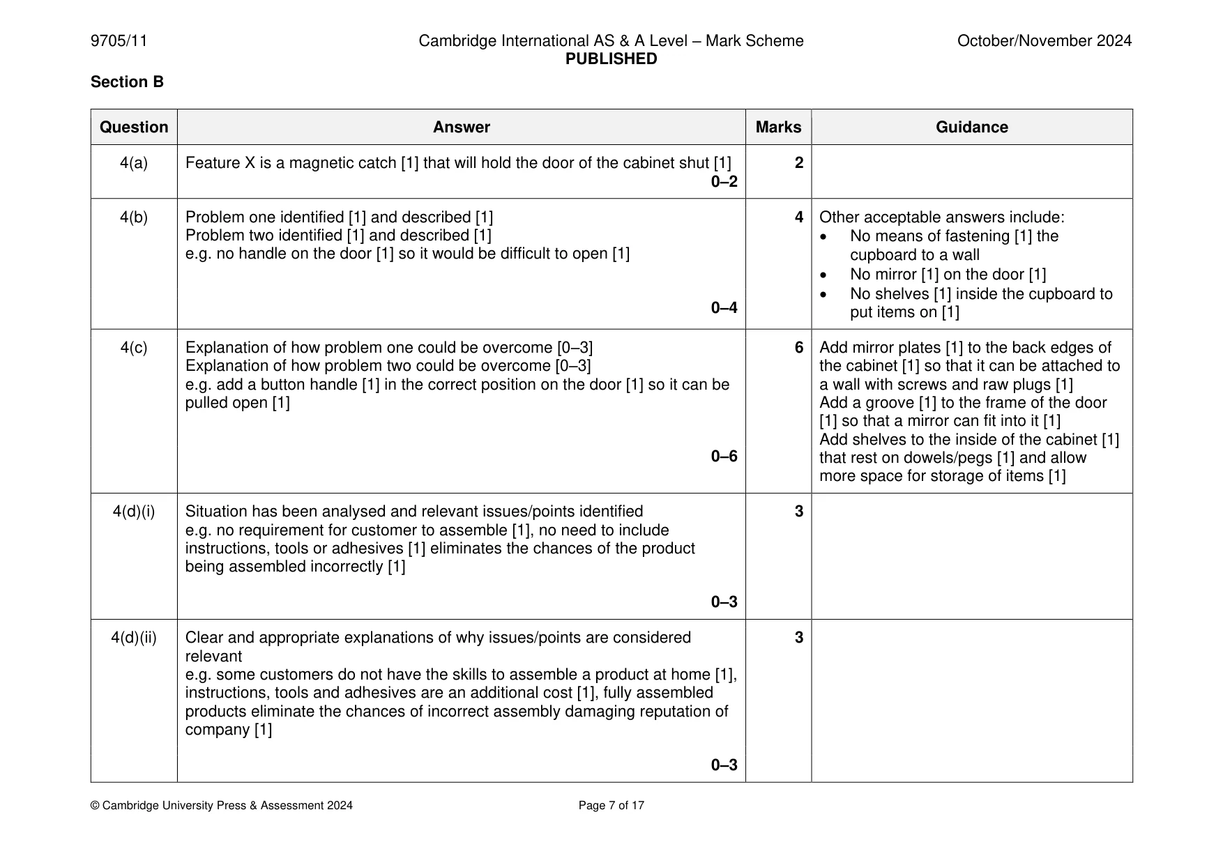 Mark scheme, page 7 of 17