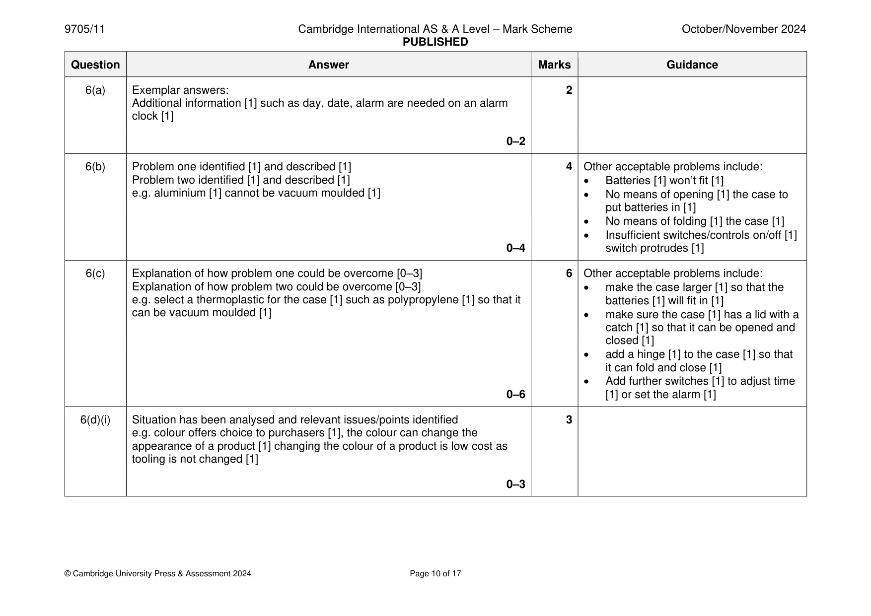 Mark scheme, page 10 of 17