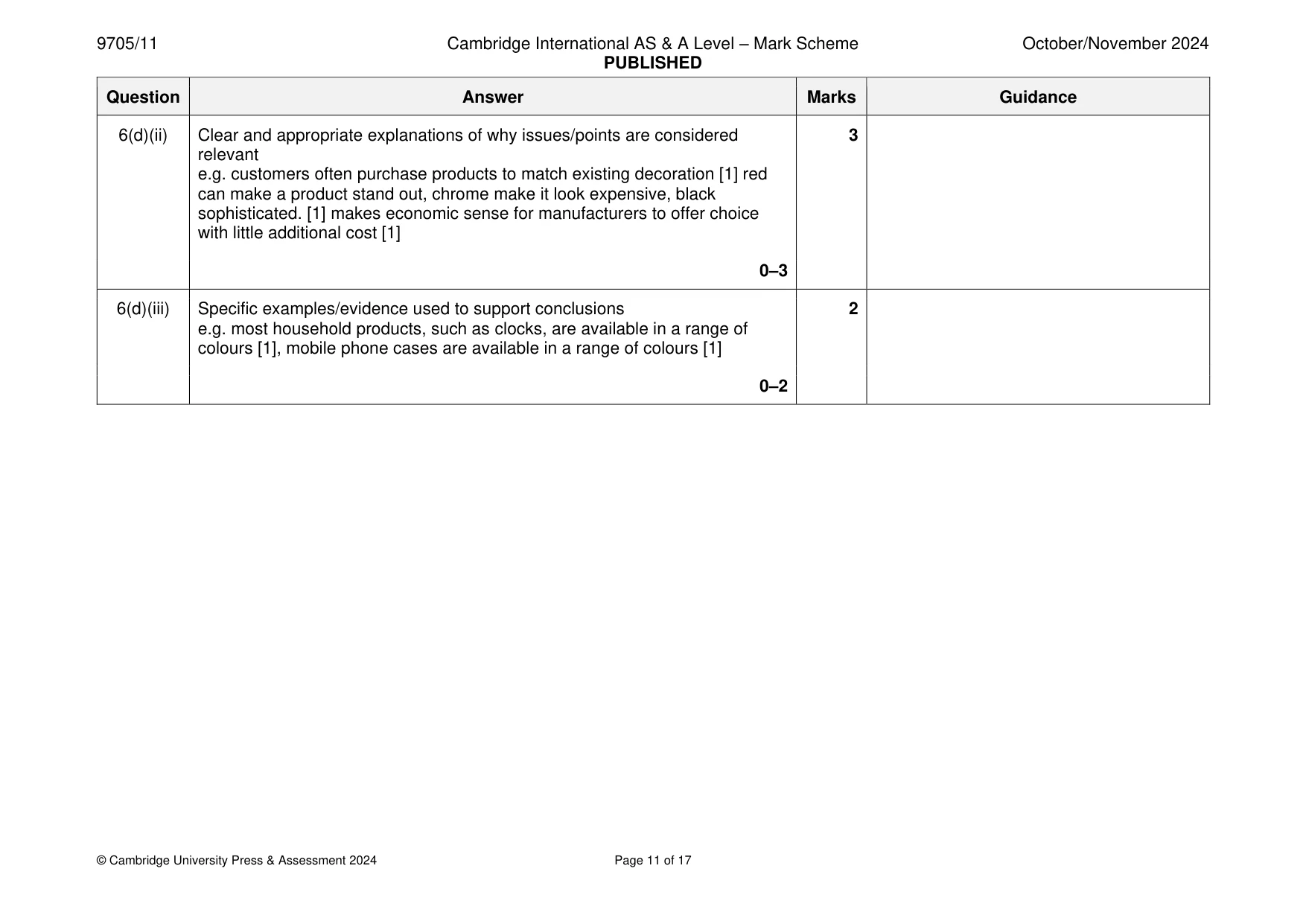 Mark scheme, page 11 of 17