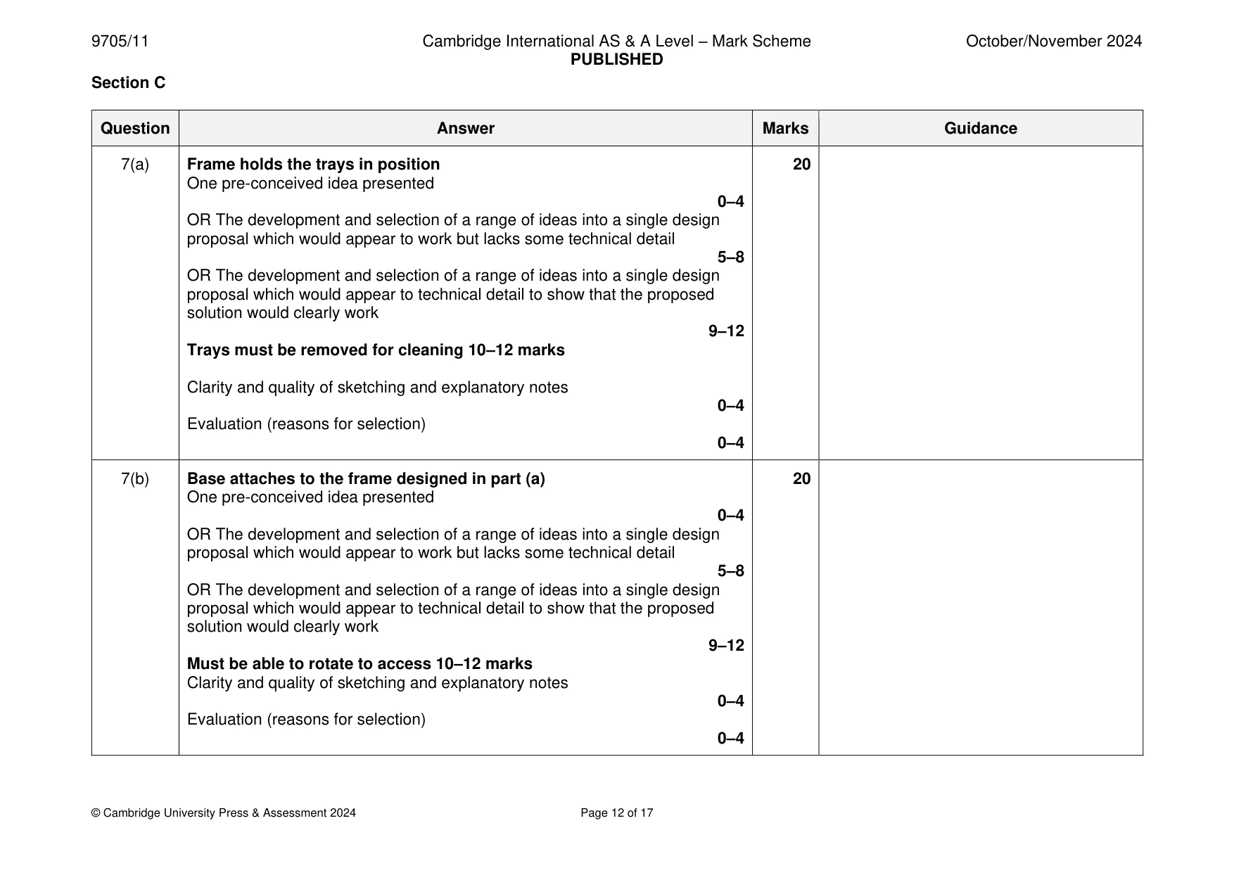 Mark scheme, page 12 of 17