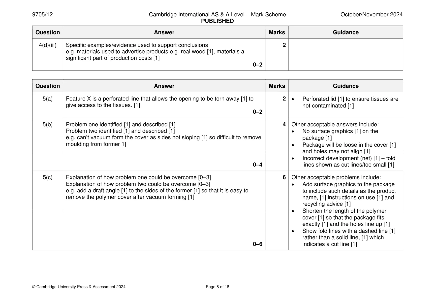 Mark scheme, page 8 of 16