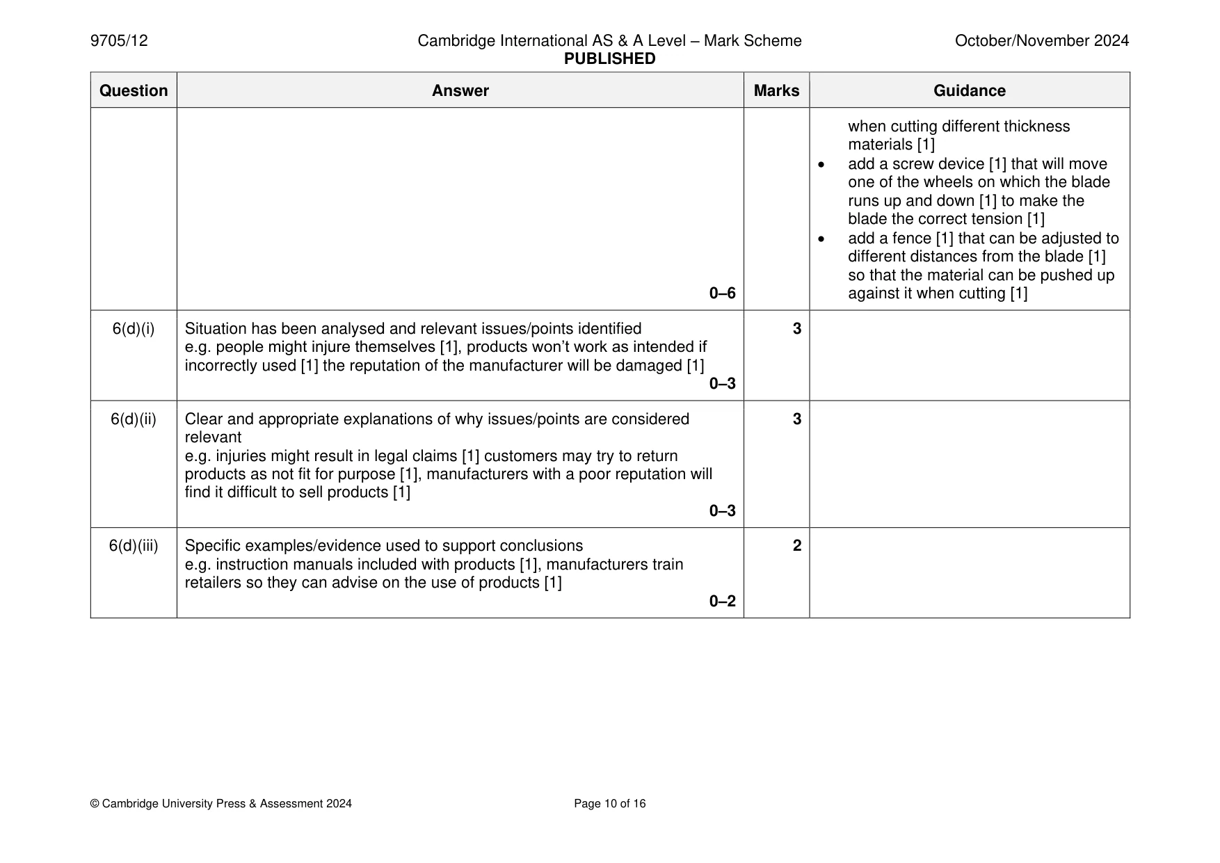 Mark scheme, page 10 of 16