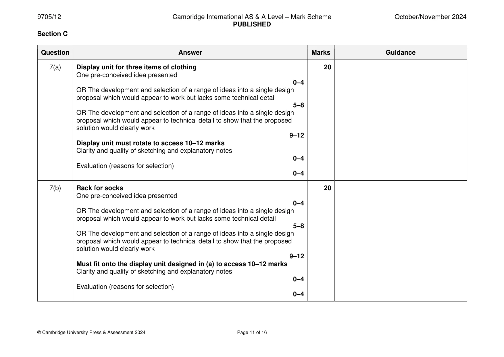 Mark scheme, page 11 of 16