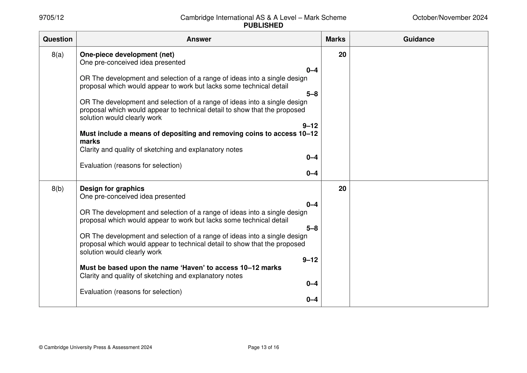Mark scheme, page 13 of 16