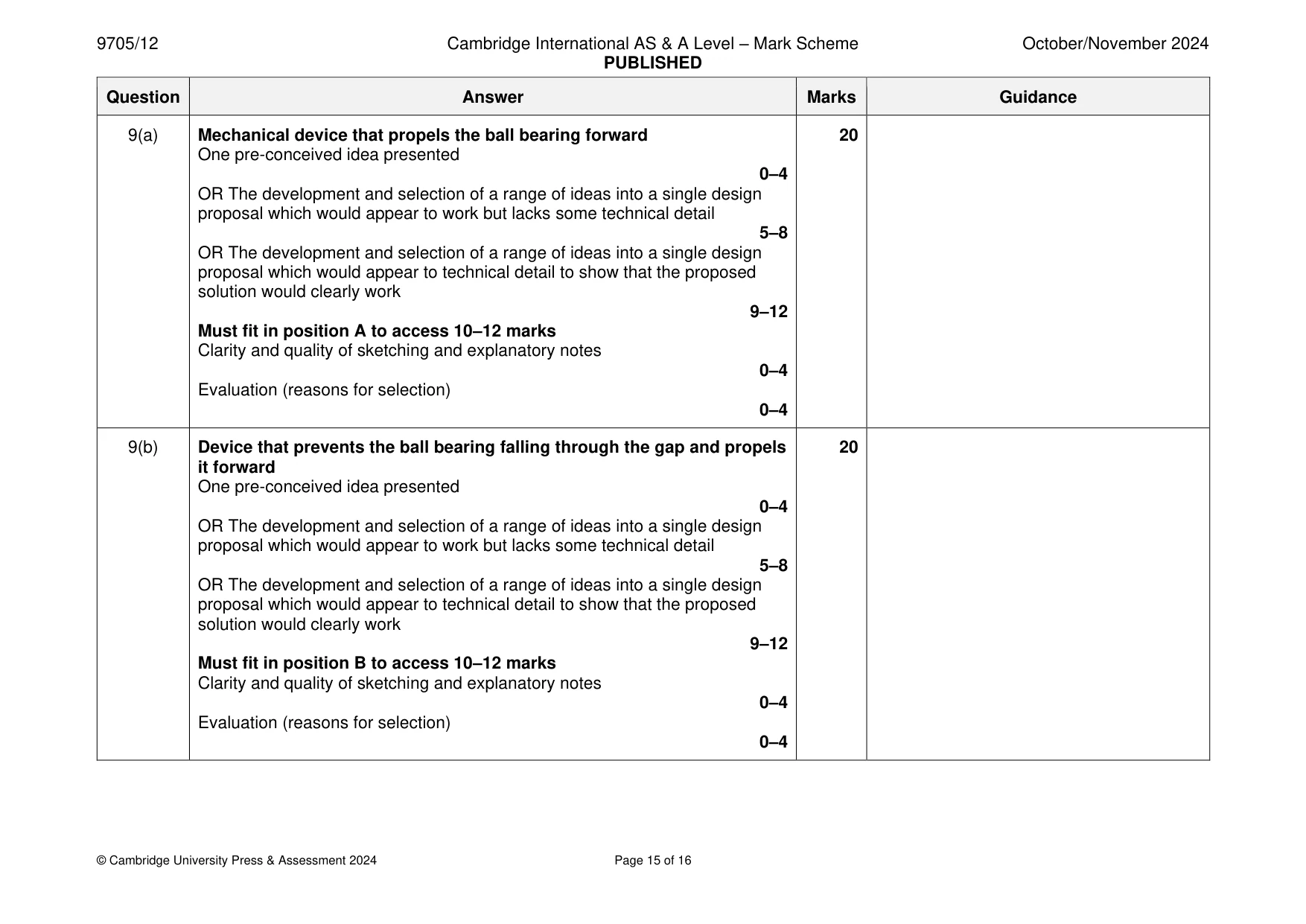 Mark scheme, page 15 of 16