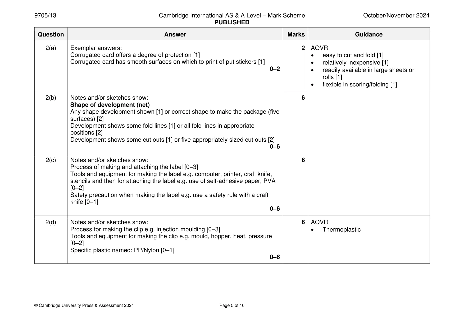 Mark scheme, page 5 of 16
