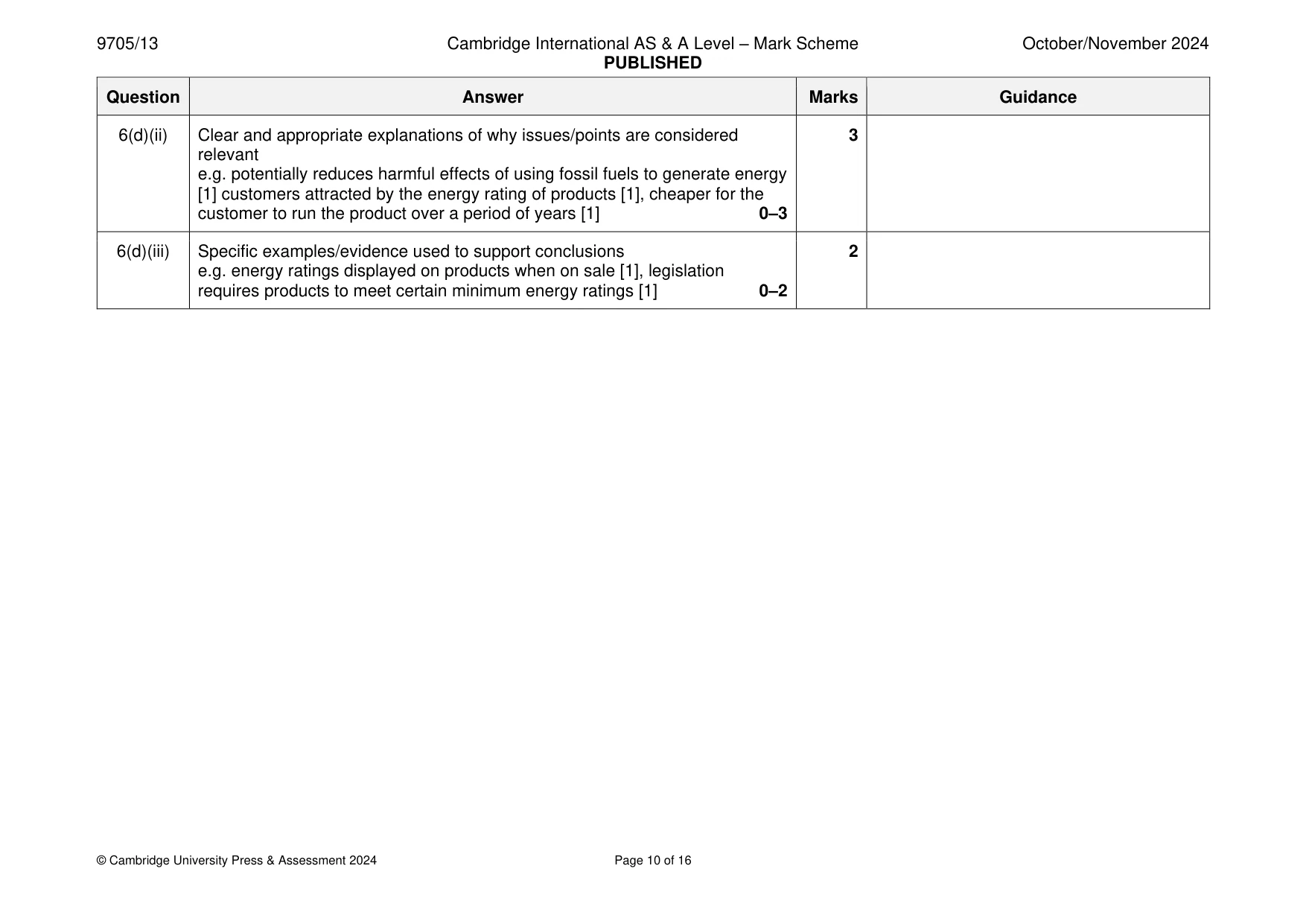 Mark scheme, page 10 of 16
