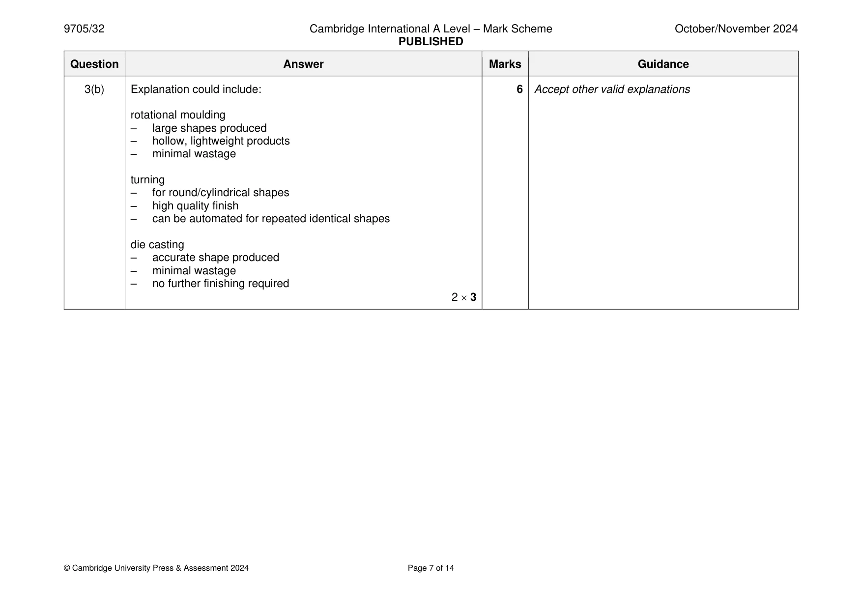 Mark scheme, page 7 of 14