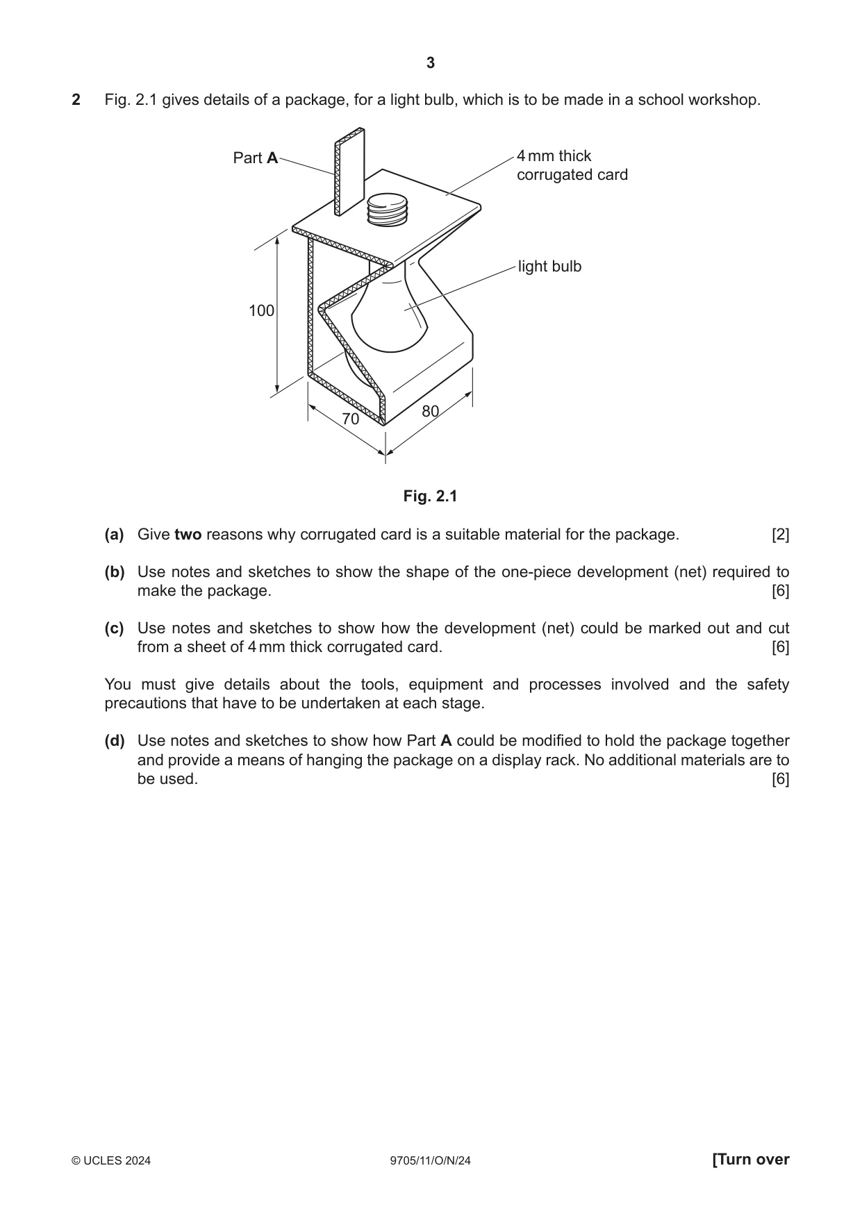 Cambridge A Level Design and Technology 9705 2024 Oct/Nov Paper 1 · Variant 1 question paper, page 3 of 12