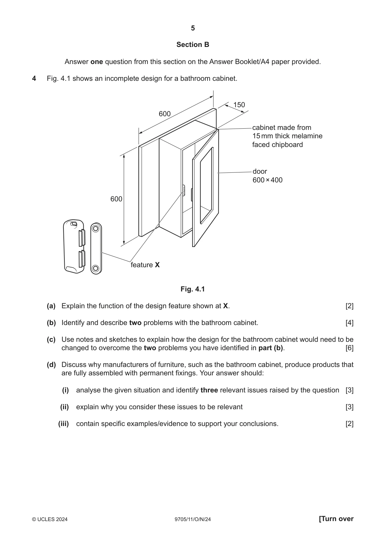 Cambridge A Level Design and Technology 9705 2024 Oct/Nov Paper 1 · Variant 1 question paper, page 5 of 12
