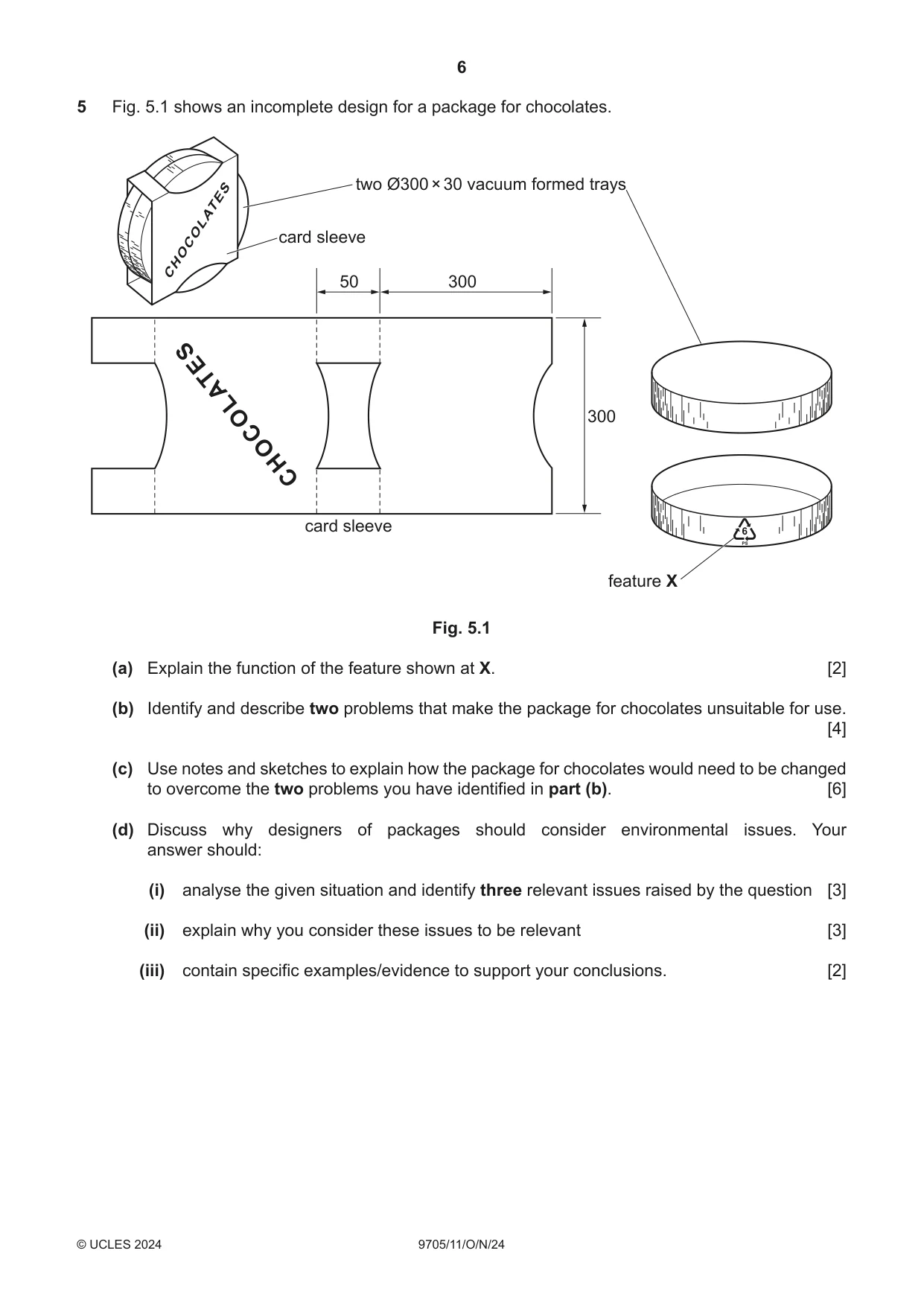 Cambridge A Level Design and Technology 9705 2024 Oct/Nov Paper 1 · Variant 1 question paper, page 6 of 12