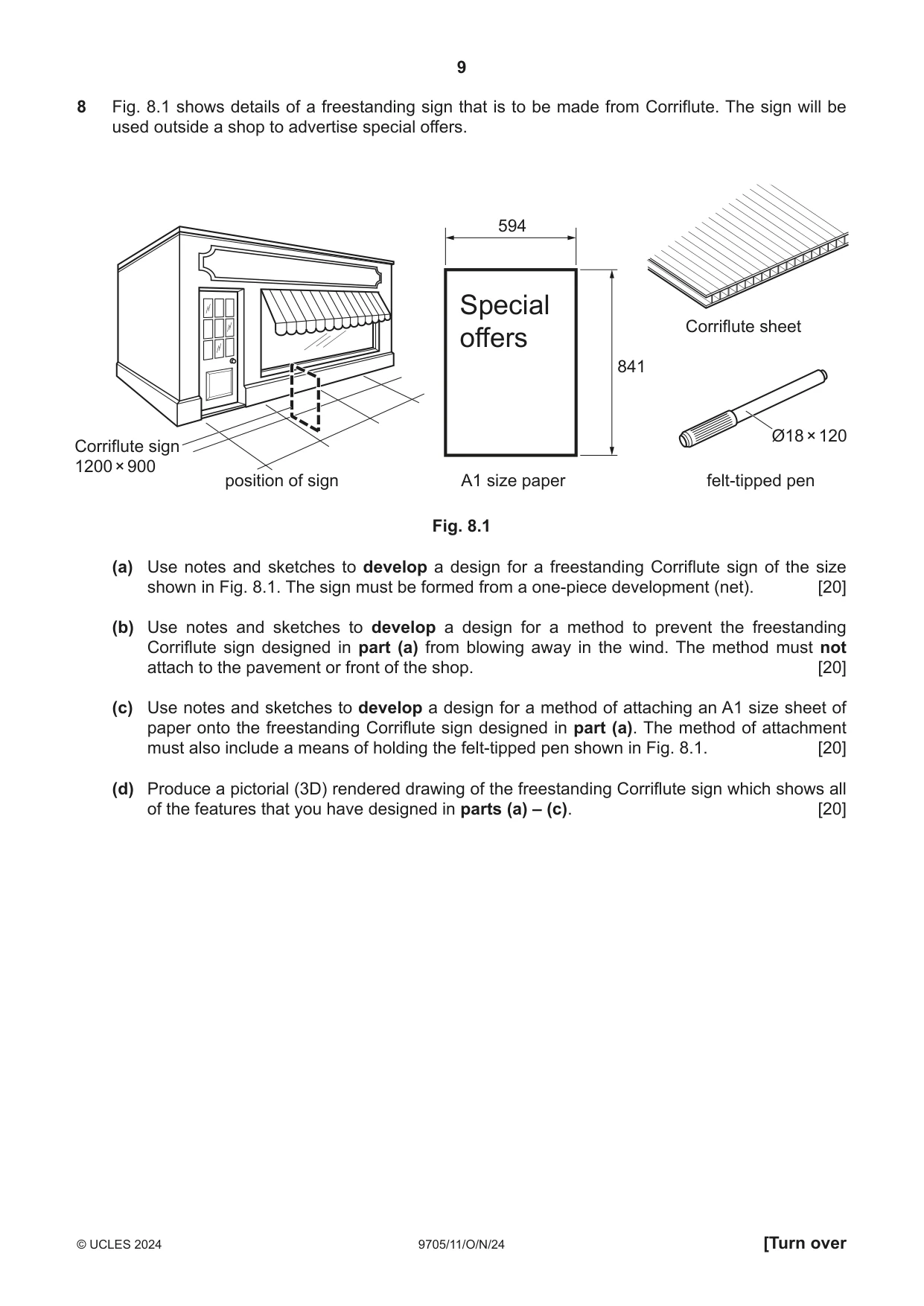 Cambridge A Level Design and Technology 9705 2024 Oct/Nov Paper 1 · Variant 1 question paper, page 9 of 12