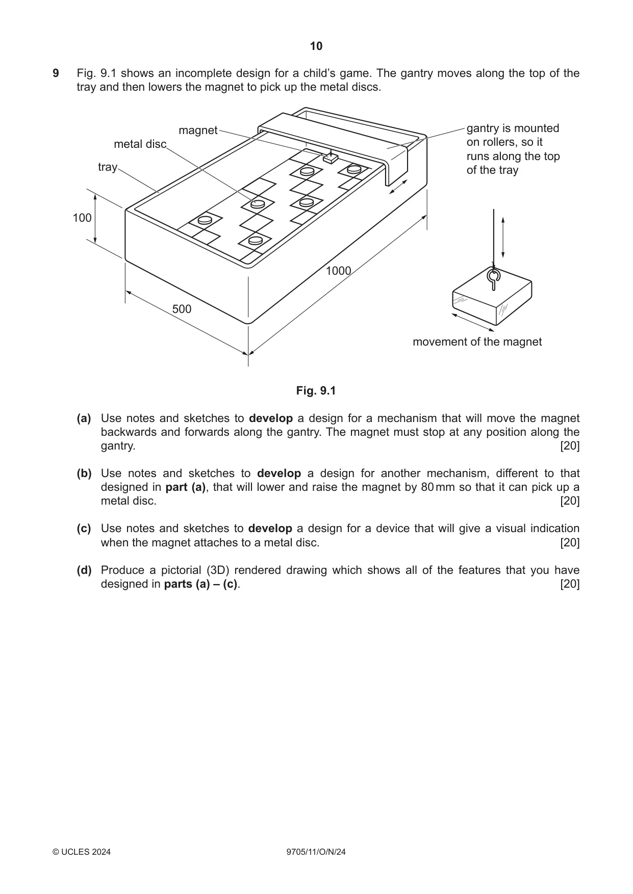 Cambridge A Level Design and Technology 9705 2024 Oct/Nov Paper 1 · Variant 1 question paper, page 10 of 12