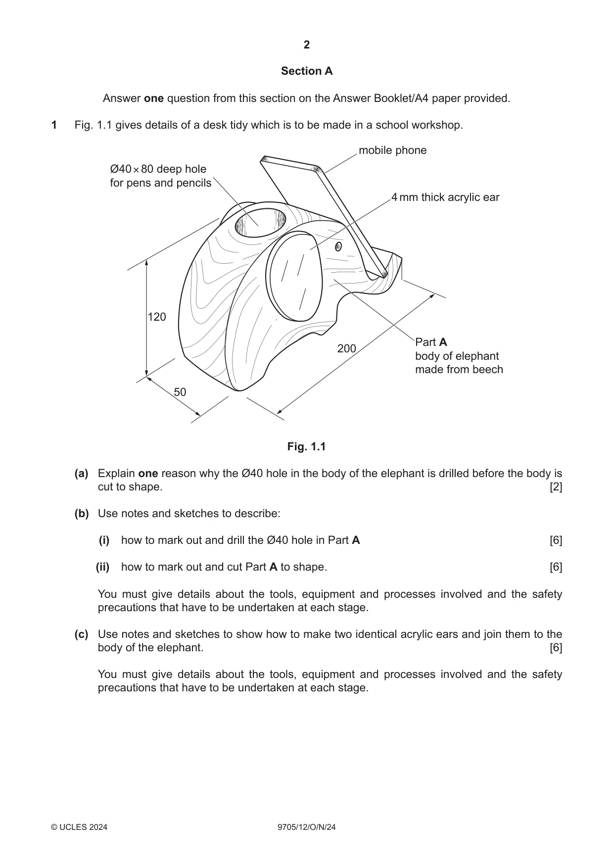 Cambridge A Level Design and Technology 9705 2024 Oct/Nov Paper 1 · Variant 2 question paper, page 2 of 12