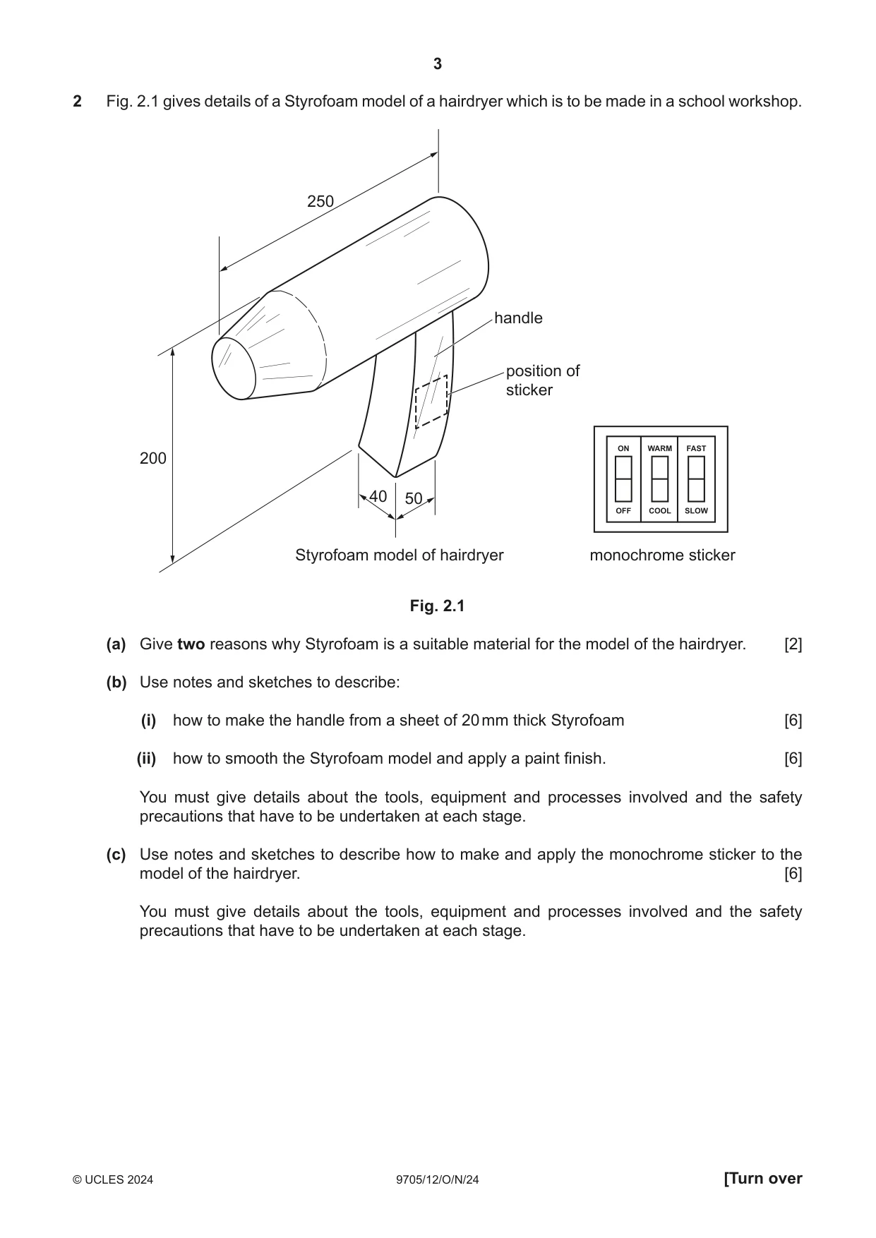 Cambridge A Level Design and Technology 9705 2024 Oct/Nov Paper 1 · Variant 2 question paper, page 3 of 12
