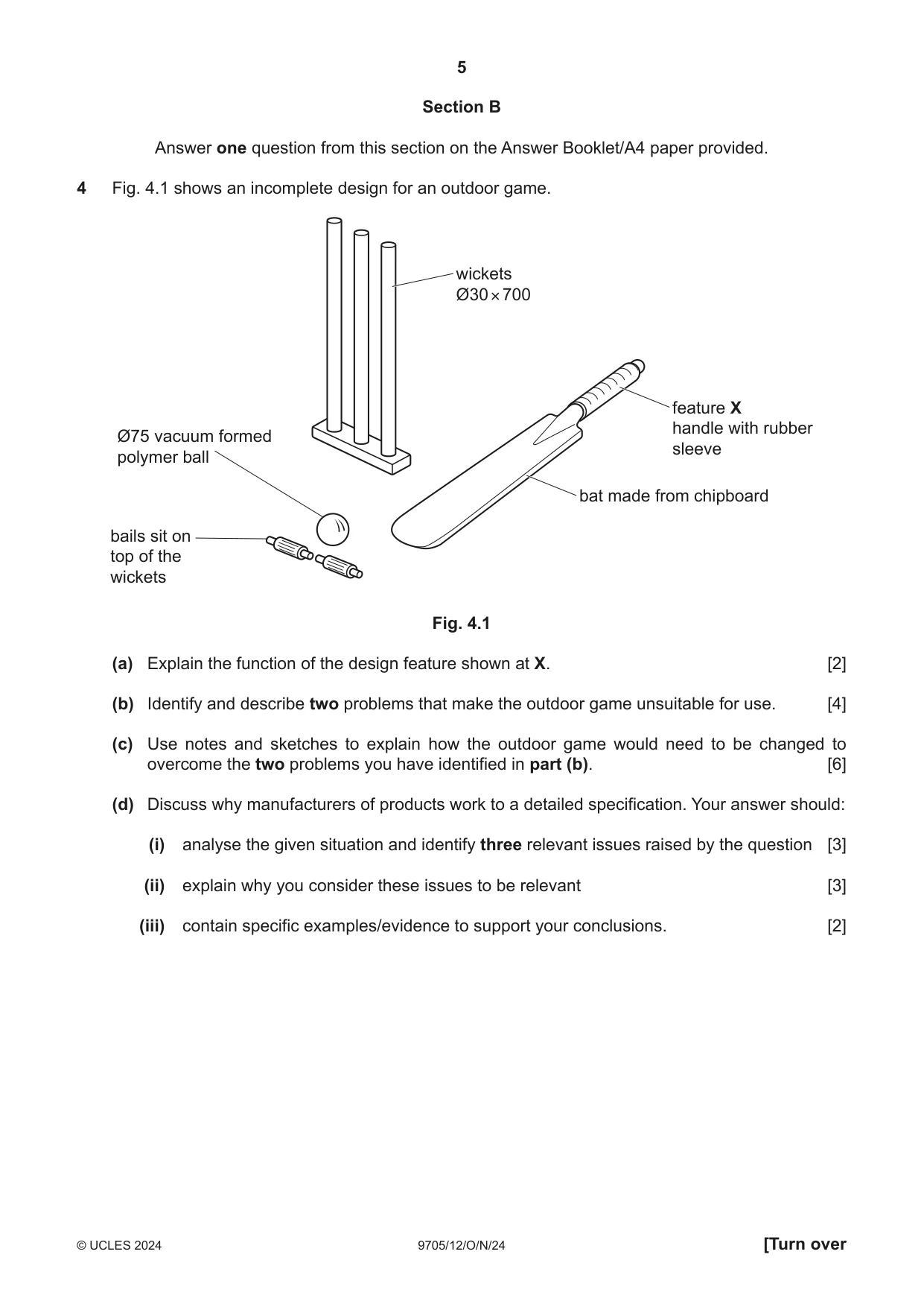 Cambridge A Level Design and Technology 9705 2024 Oct/Nov Paper 1 · Variant 2 question paper, page 5 of 12