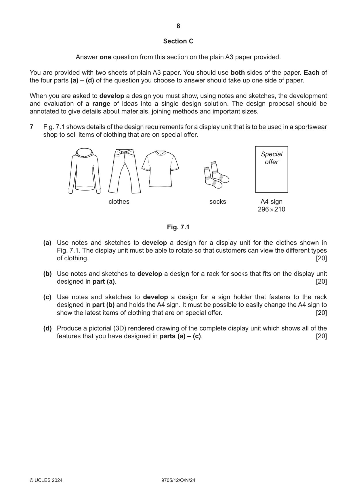 Cambridge A Level Design and Technology 9705 2024 Oct/Nov Paper 1 · Variant 2 question paper, page 8 of 12