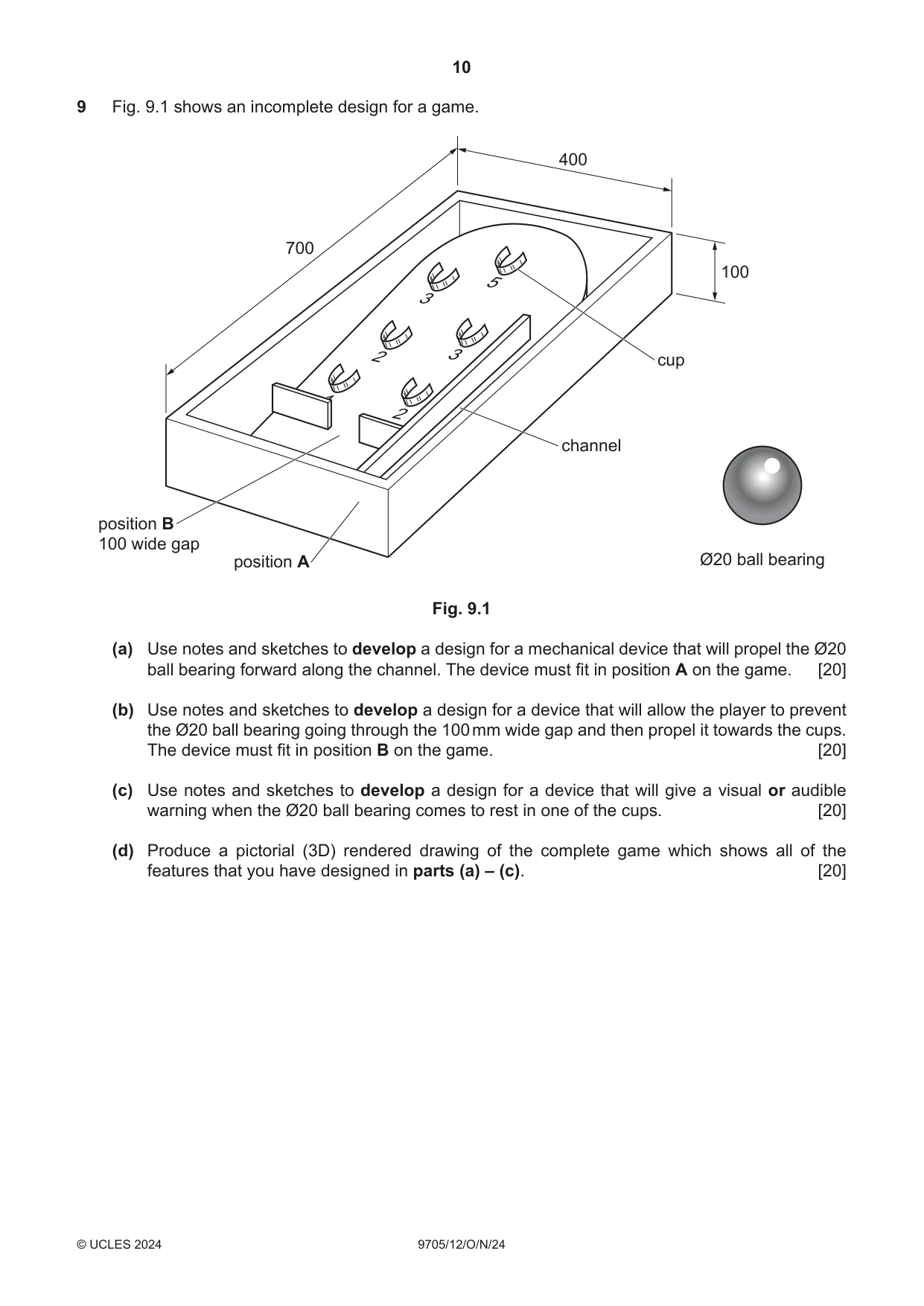 Cambridge A Level Design and Technology 9705 2024 Oct/Nov Paper 1 · Variant 2 question paper, page 10 of 12