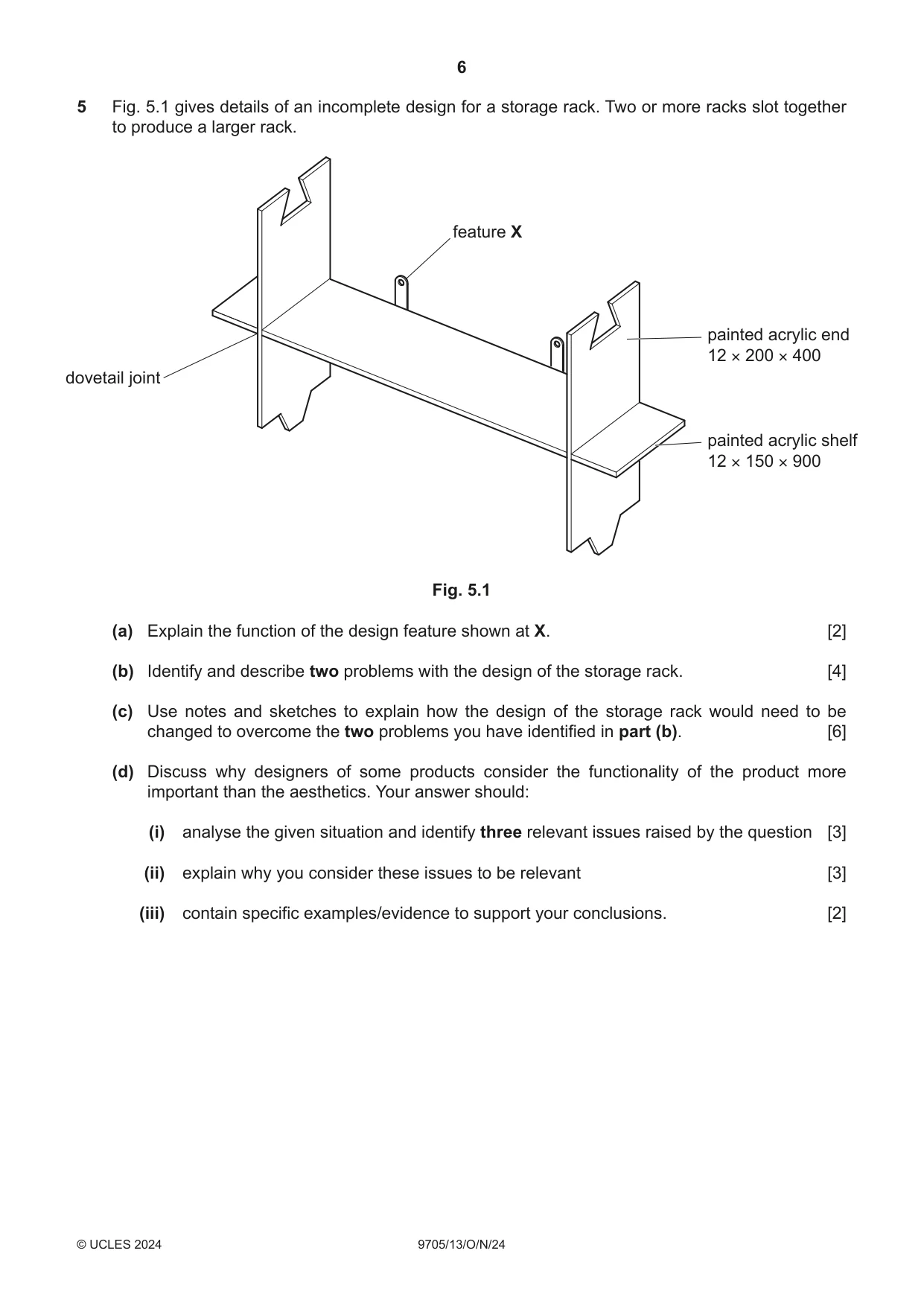 Cambridge A Level Design and Technology 9705 2024 Oct/Nov Paper 1 · Variant 3 question paper, page 6 of 12