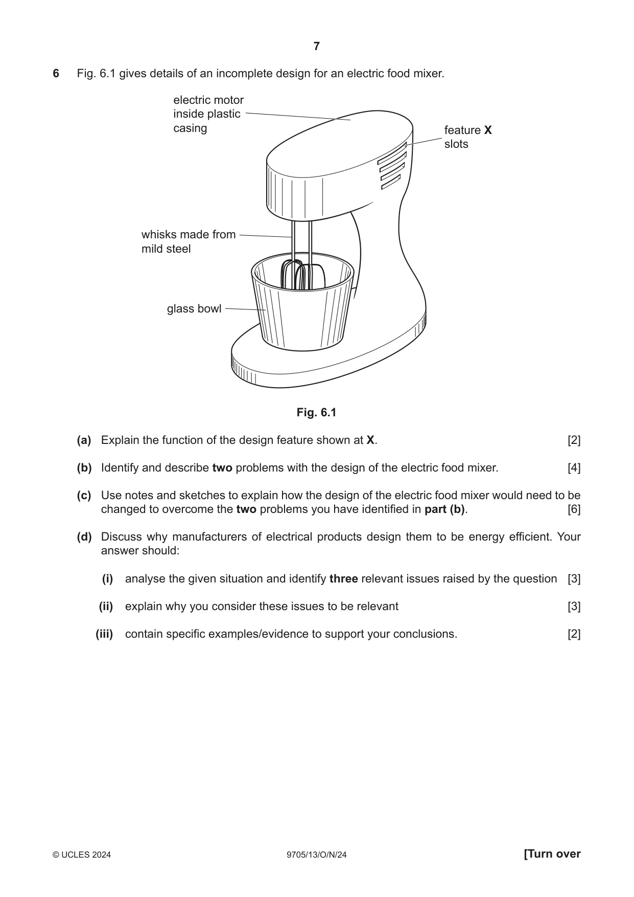 Cambridge A Level Design and Technology 9705 2024 Oct/Nov Paper 1 · Variant 3 question paper, page 7 of 12
