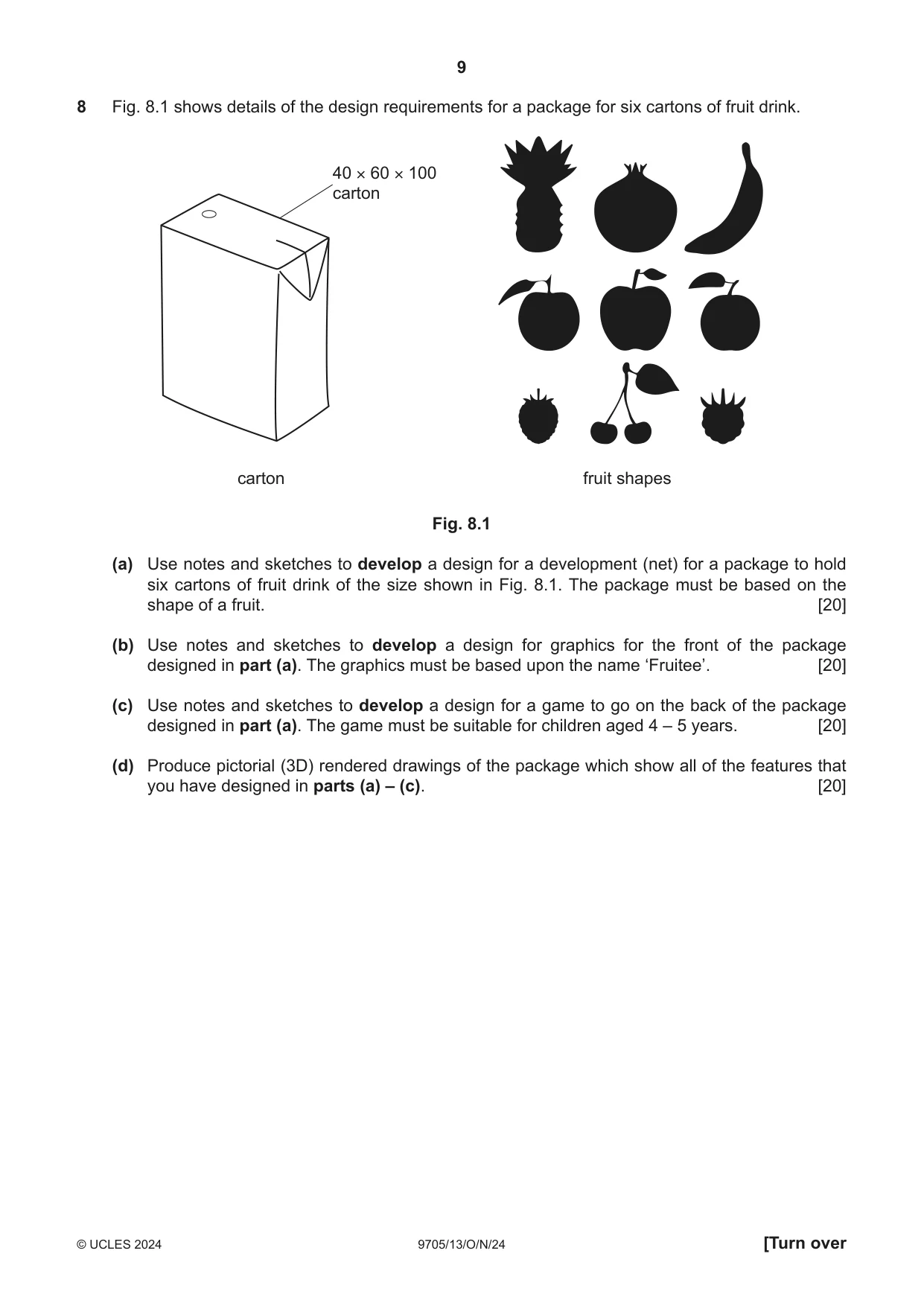 Cambridge A Level Design and Technology 9705 2024 Oct/Nov Paper 1 · Variant 3 question paper, page 9 of 12
