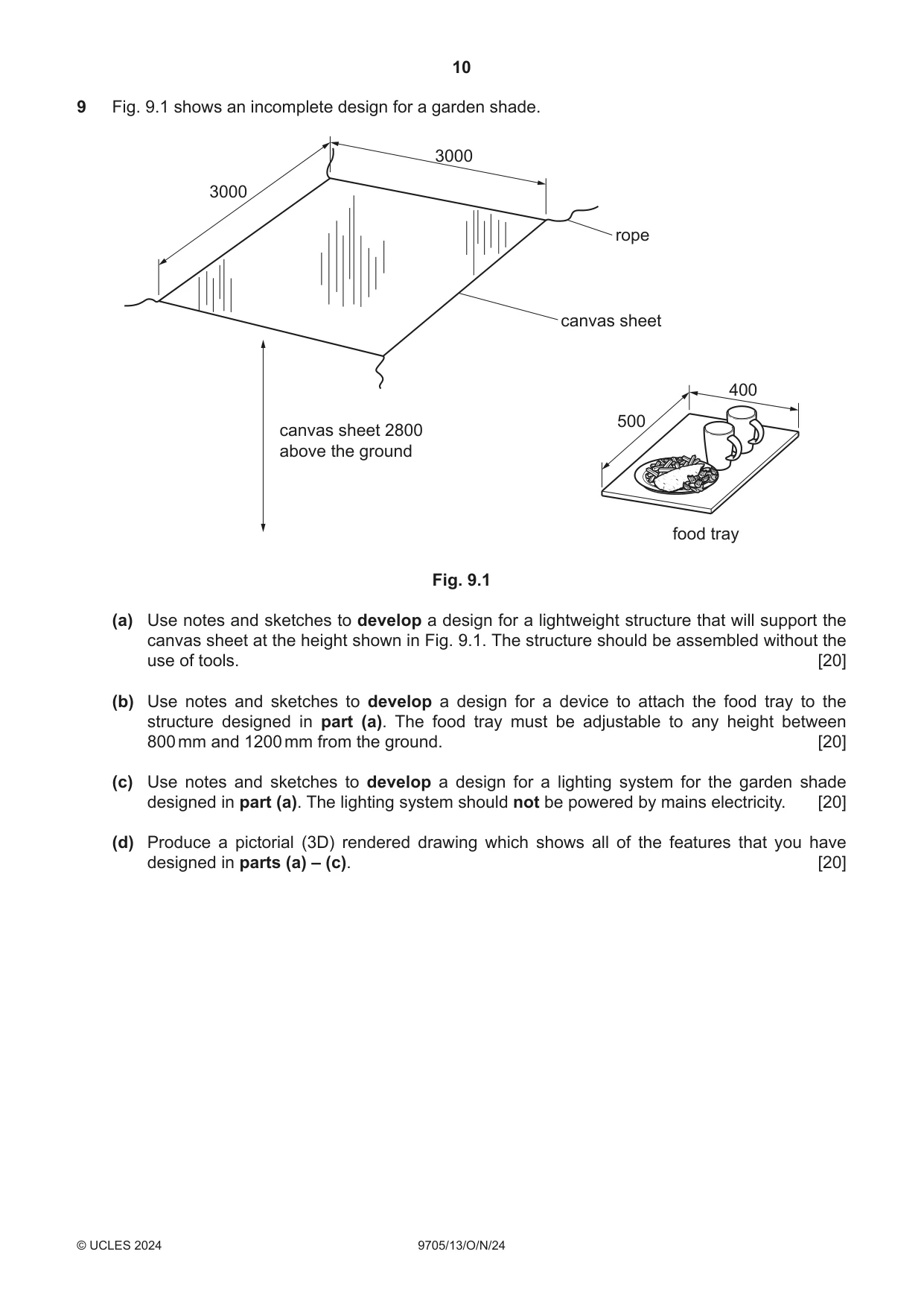 Cambridge A Level Design and Technology 9705 2024 Oct/Nov Paper 1 · Variant 3 question paper, page 10 of 12