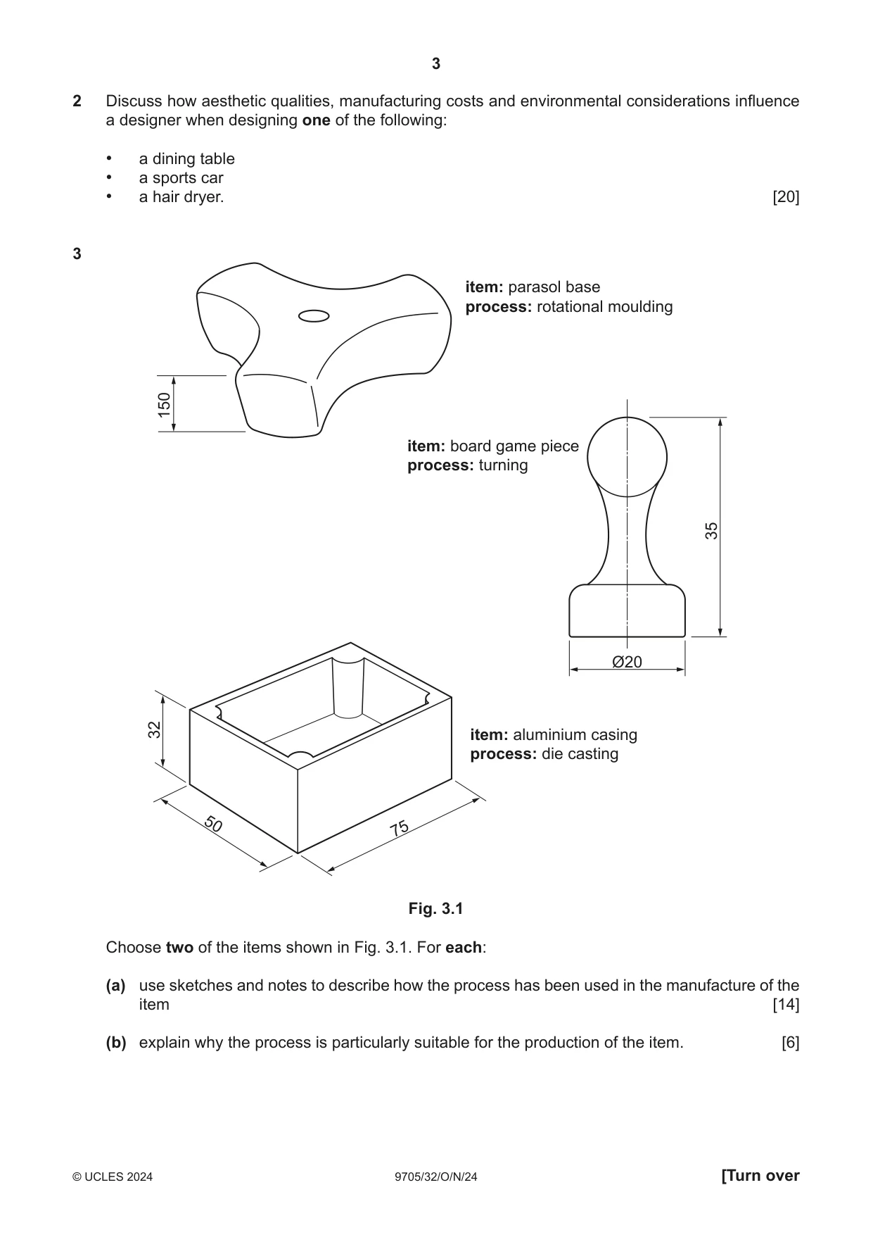 Cambridge A Level Design and Technology 9705 2024 Oct/Nov Paper 3 · Variant 2 question paper, page 3 of 12