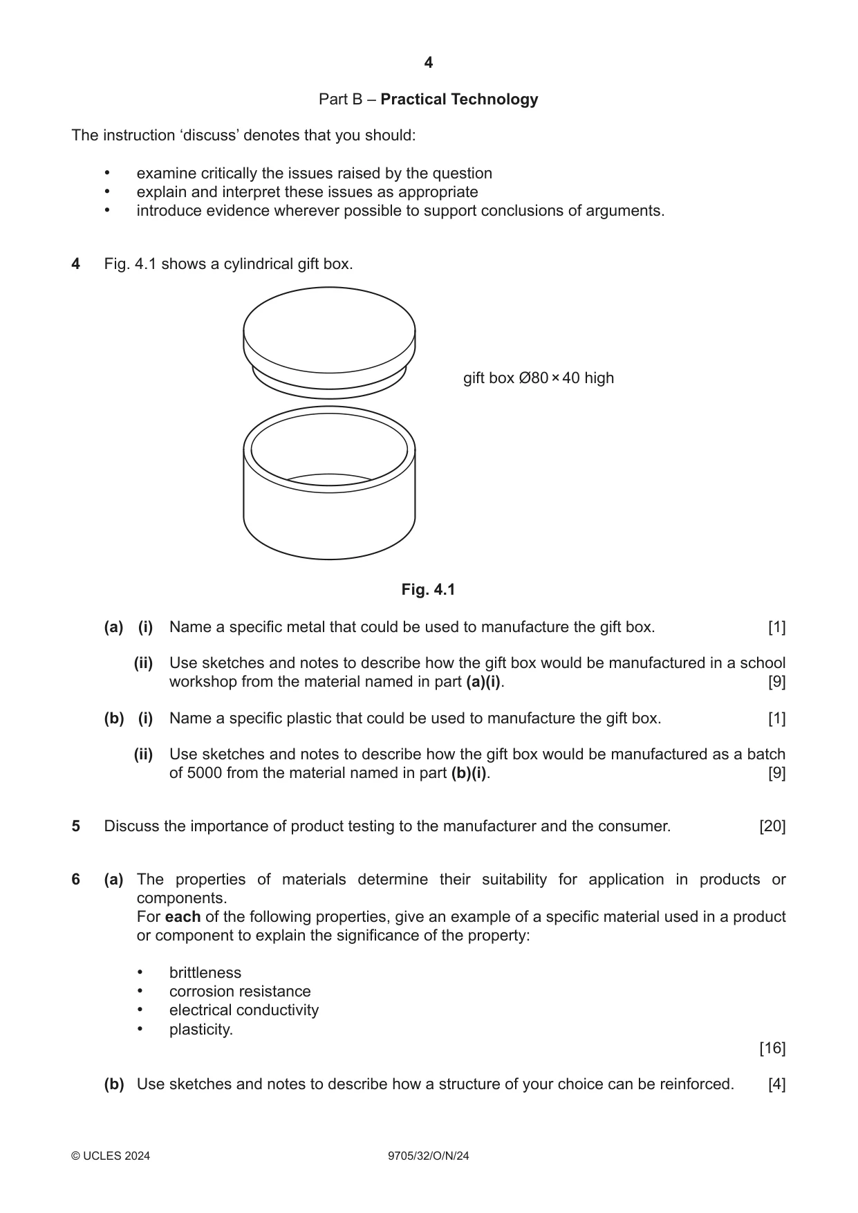Cambridge A Level Design and Technology 9705 2024 Oct/Nov Paper 3 · Variant 2 question paper, page 4 of 12