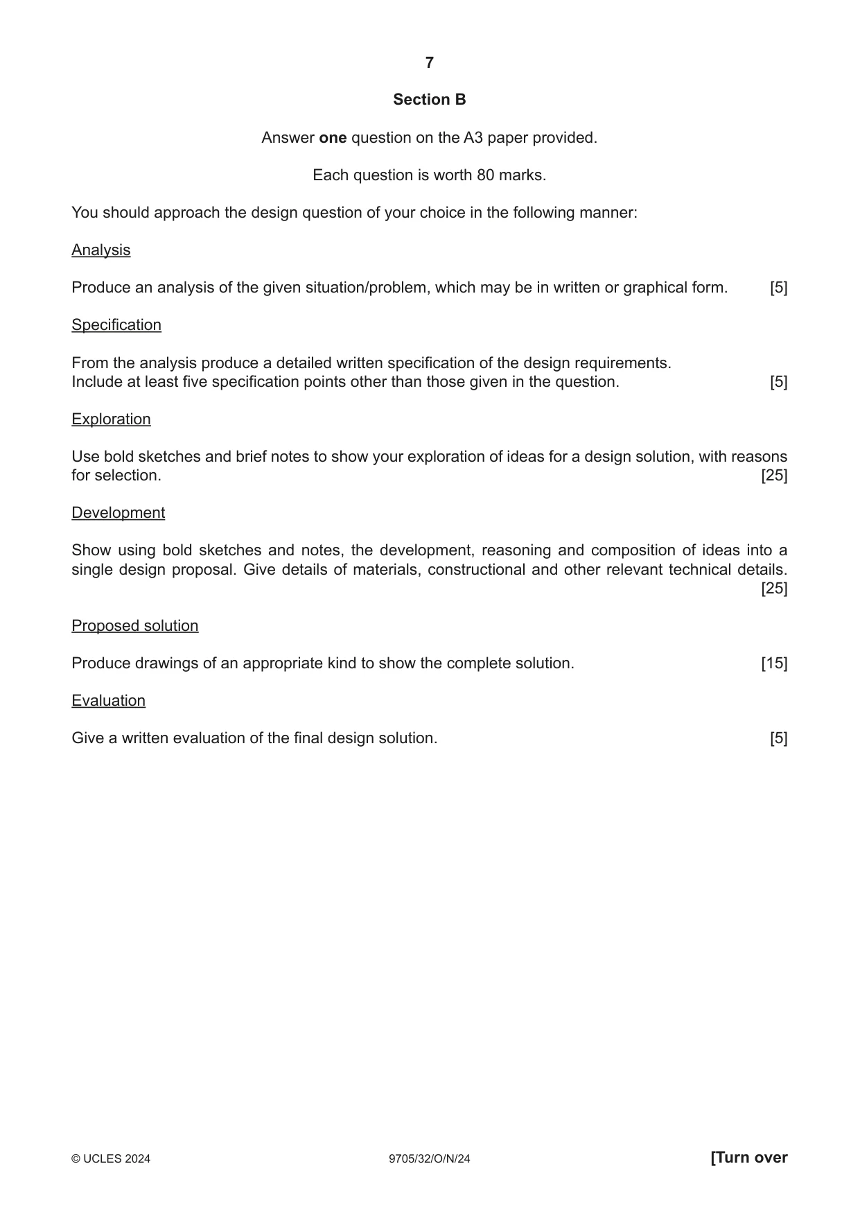 Cambridge A Level Design and Technology 9705 2024 Oct/Nov Paper 3 · Variant 2 question paper, page 7 of 12