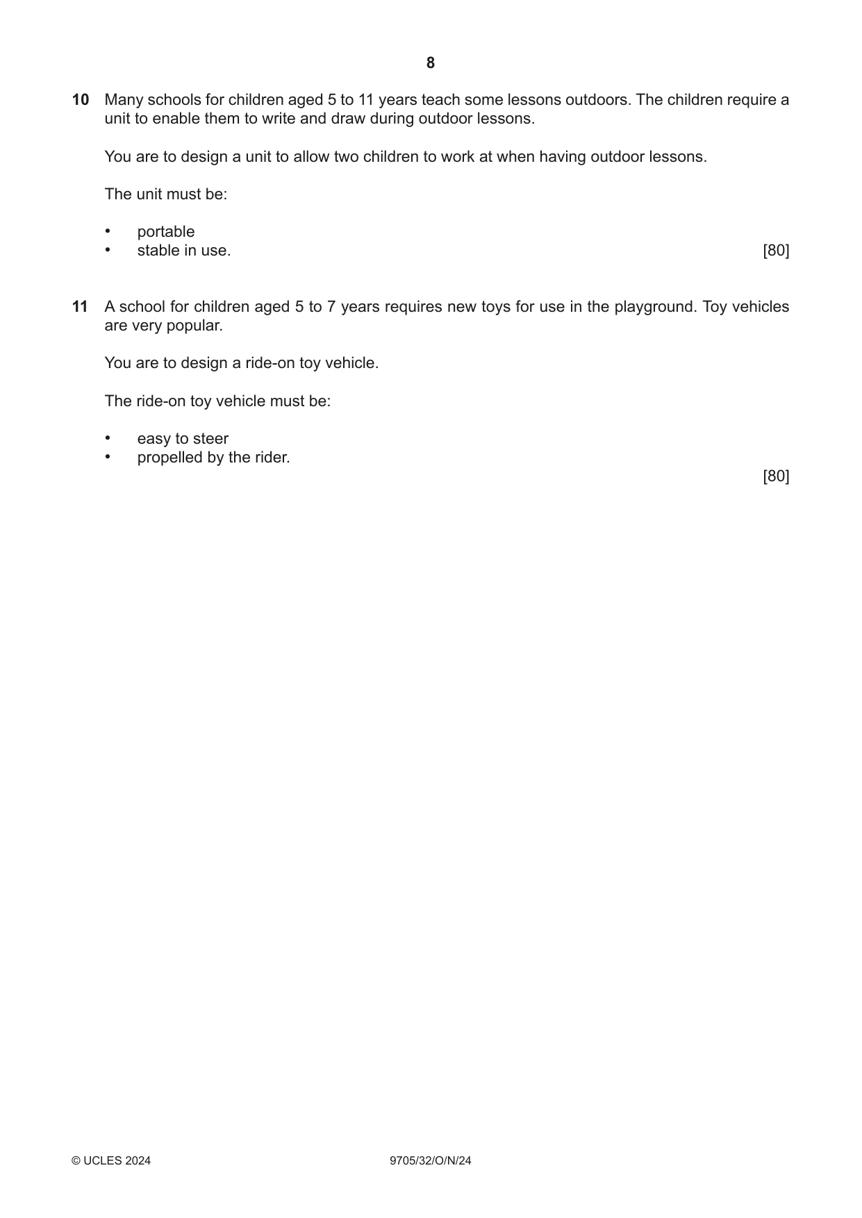 Cambridge A Level Design and Technology 9705 2024 Oct/Nov Paper 3 · Variant 2 question paper, page 8 of 12