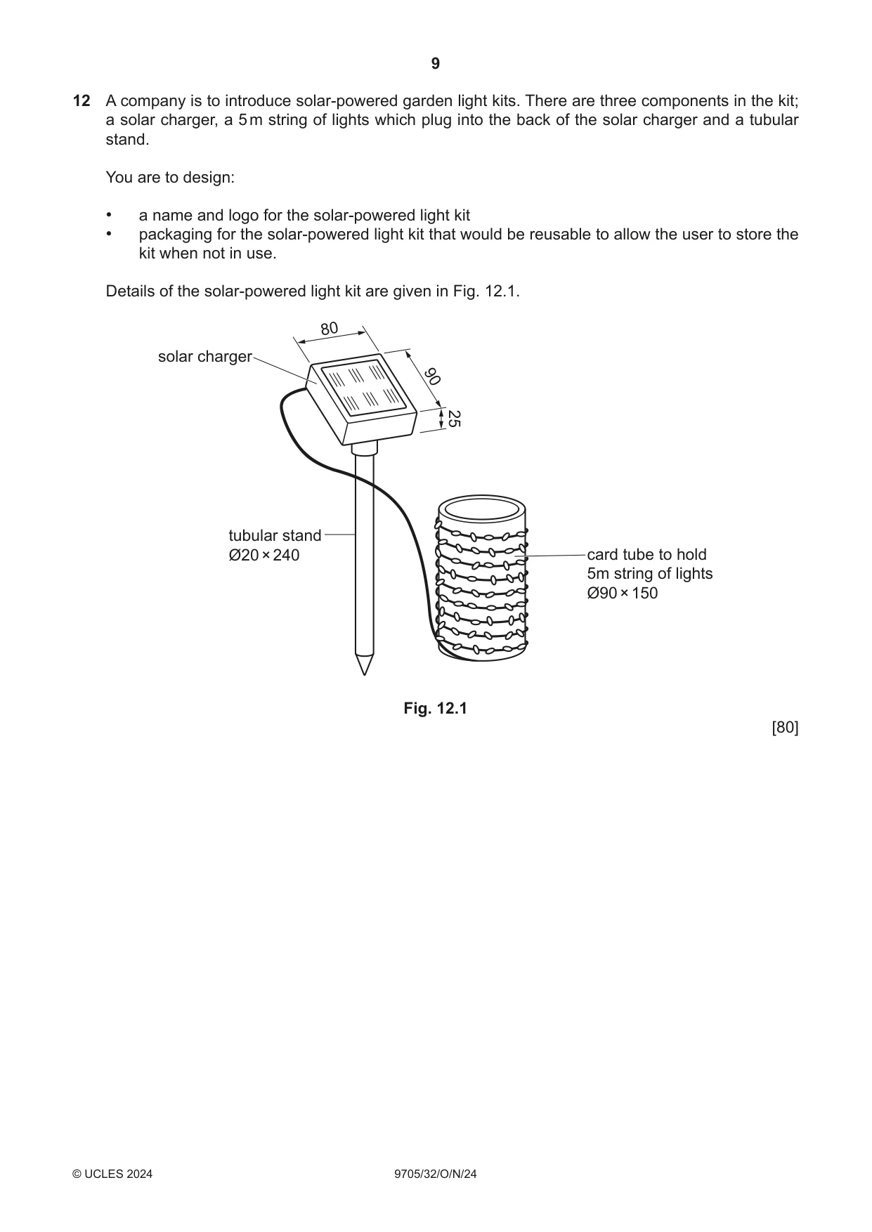 Cambridge A Level Design and Technology 9705 2024 Oct/Nov Paper 3 · Variant 2 question paper, page 9 of 12